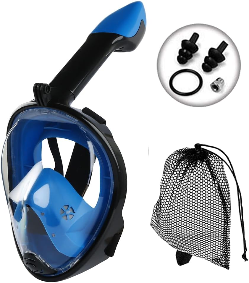 Snorkel Mask Full Face JRing 180° Panoramic View Safe Breathing System Diving Ma...