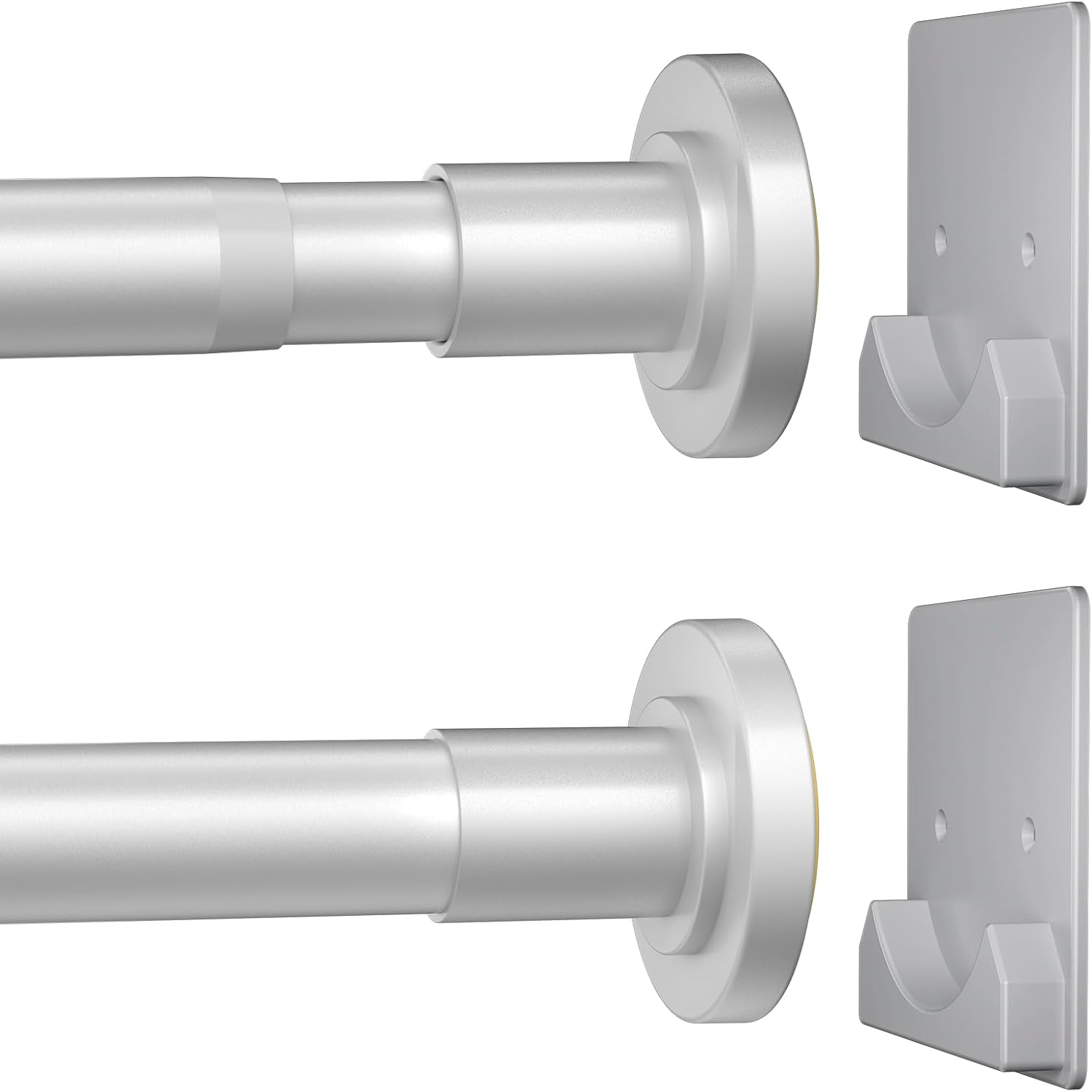 Matte Silver Shower Curtain Rod,1 Inch Diameter Stainless Steel Adjustable Sprin...