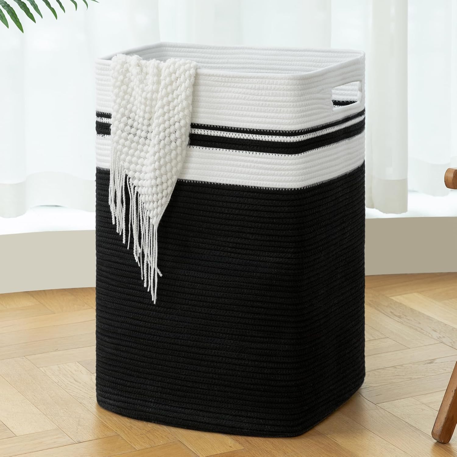 OIAHOMY 91L Laundry Hamper, XXXLarge Laundry Basket, Collapsible Cotton Rope Bas...
