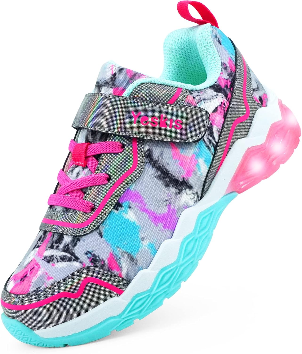 YESKIS Toddler Boys Girls Light Up Shoes LED Flashing Lightweight Mesh Breathabl...