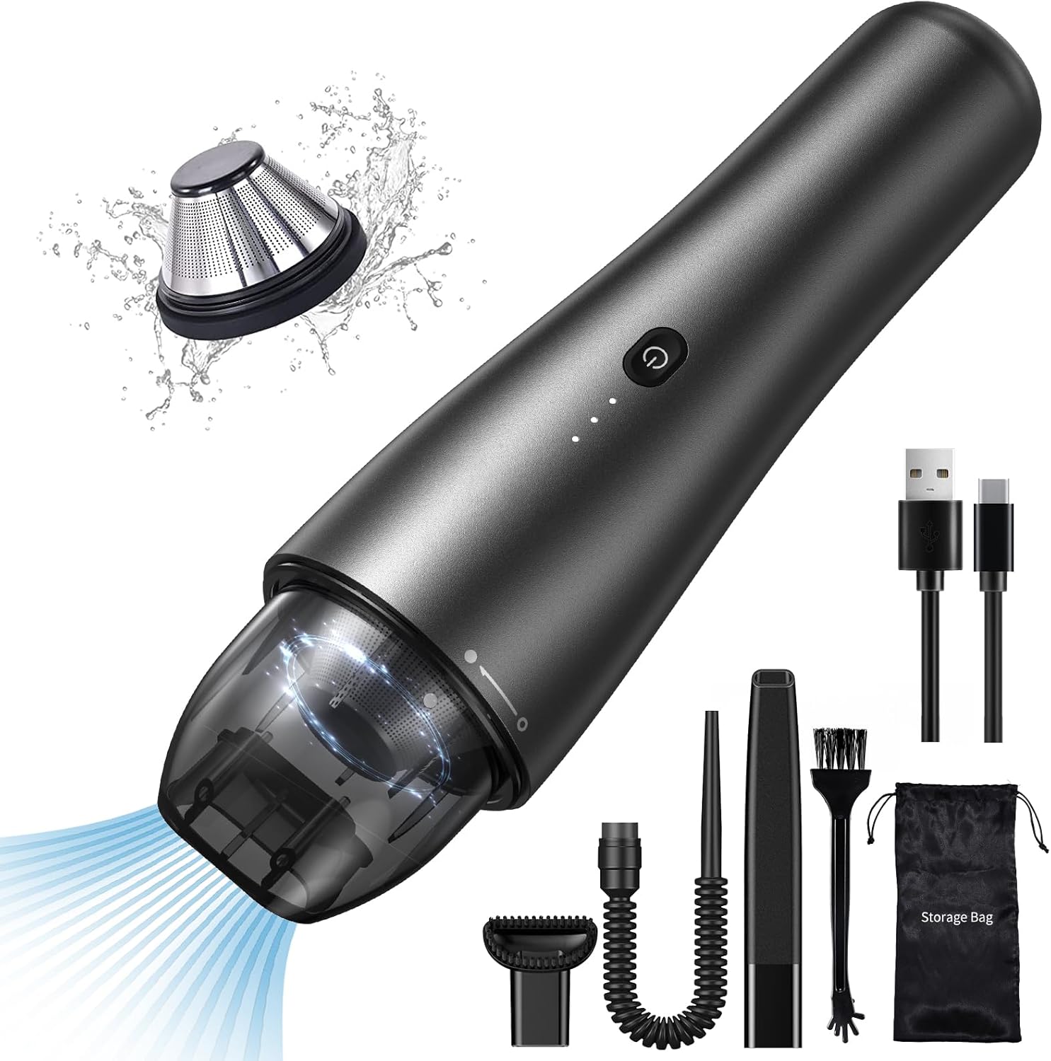 Car Vacuum Cleaner, Handheld Vacuum Cordless Rechargeable, Lightweight, Portable...