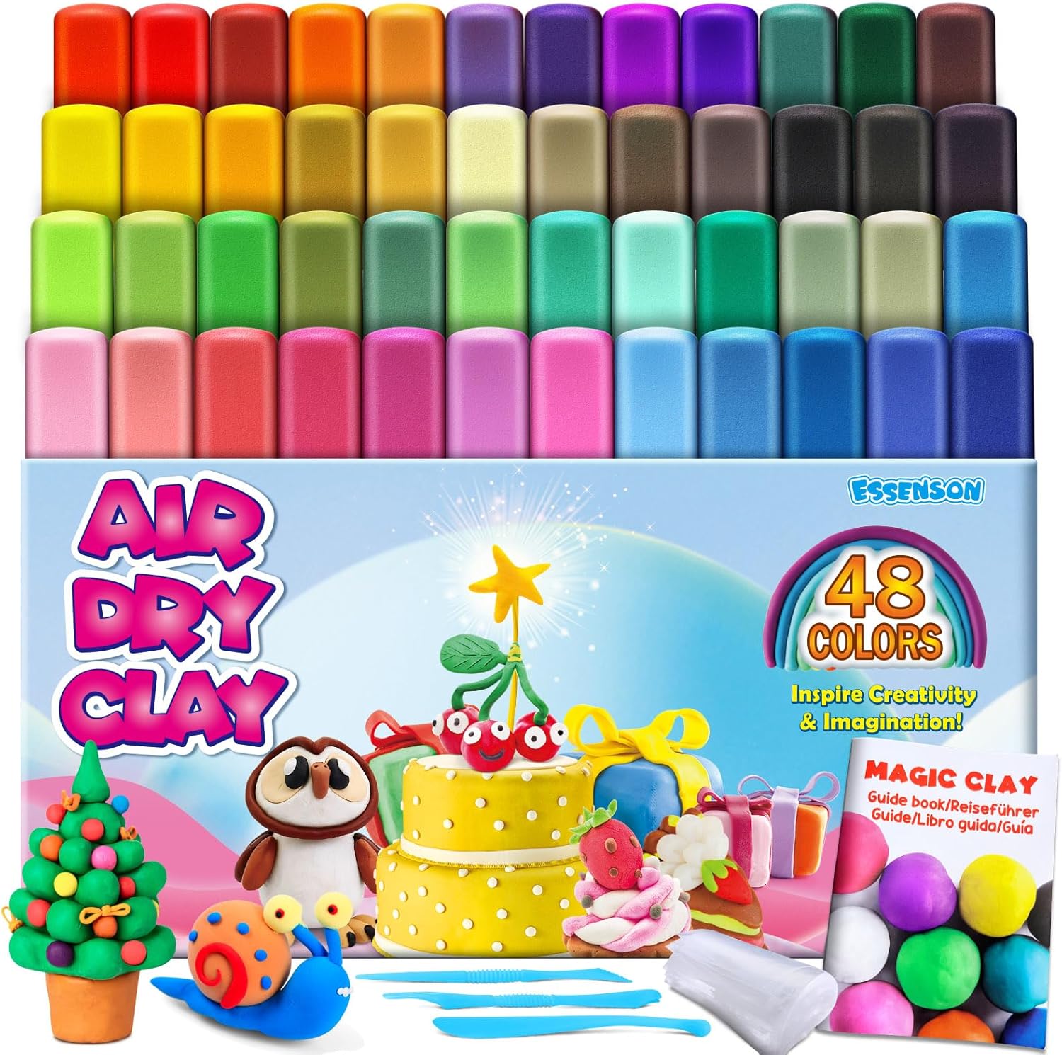 ESSENSON Magic Clay - Air Dry Clay 48 Colors, Modeling Clay for Kids with Tools,...