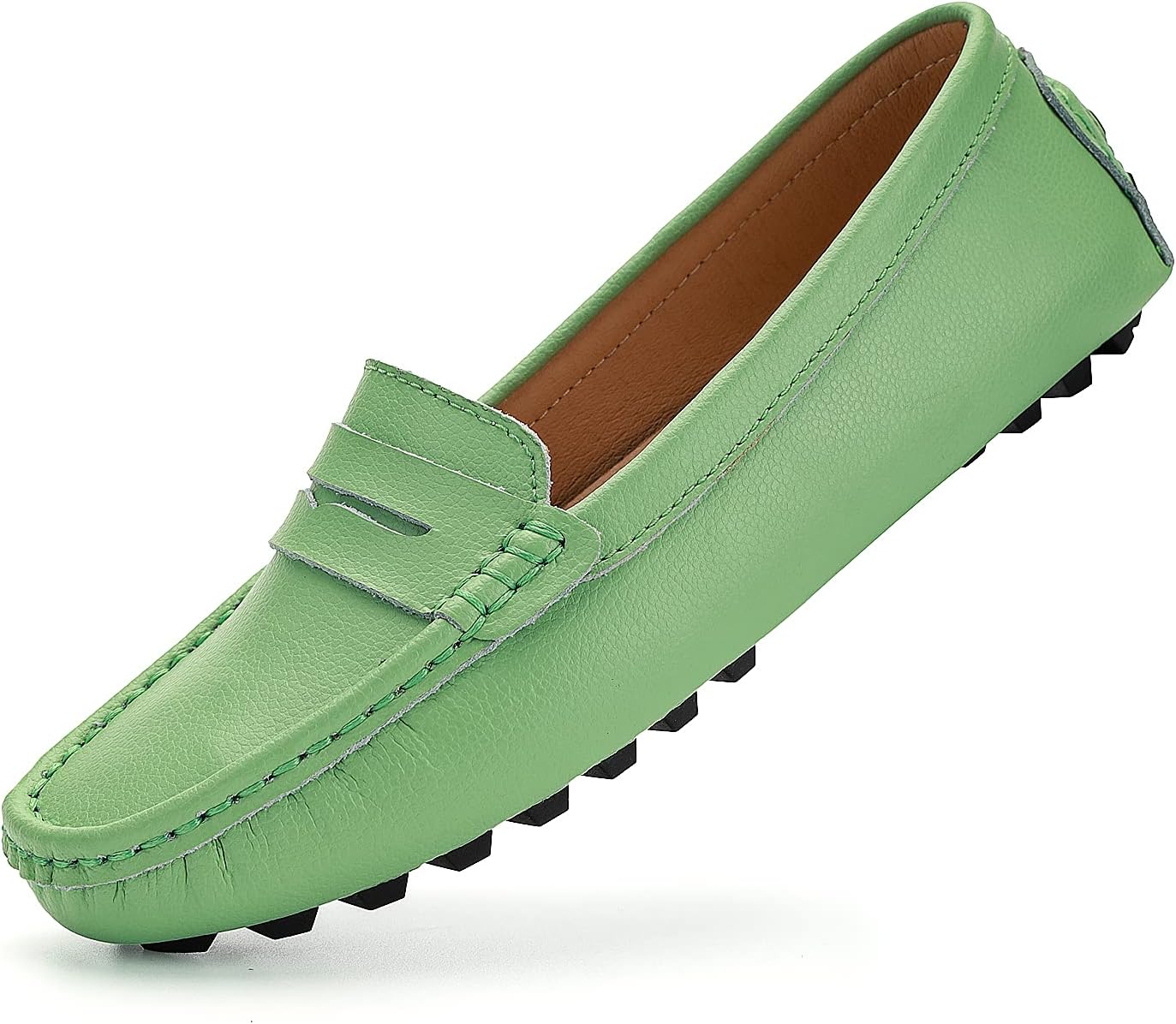 BEAUSEEN Women's Genuine Leather Penny Loafers Classic Driving Moccasins Casual...