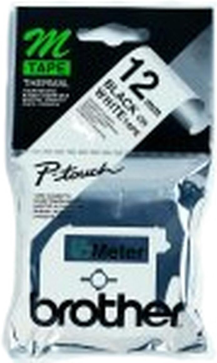 Brother M-K231BZ Labelling Tape Cassette, Black on White, 12 mm (W) x 8 m (L), B...