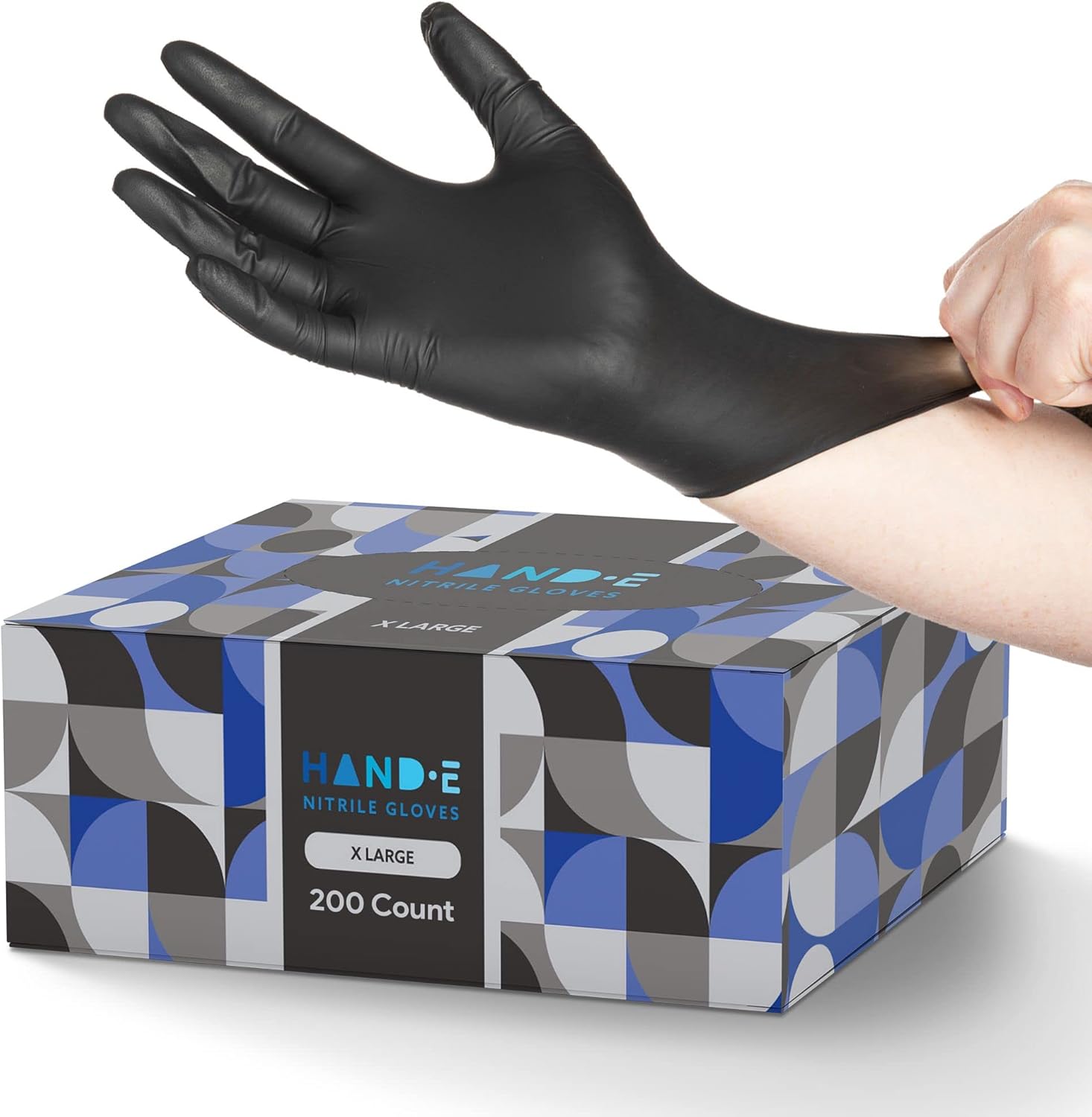 Hand-E Touch Black Nitrile Disposable Gloves - Latex Free BBQ, Tattoo, Hair Dye,...