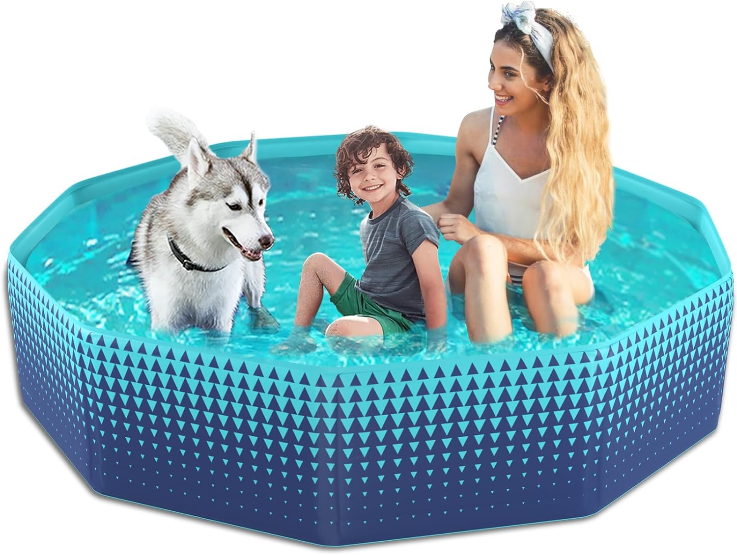 Jasonwell Foldable Dog Kiddie Pool - Hard Plastic Kids Paddling Pool Toddler Bab...