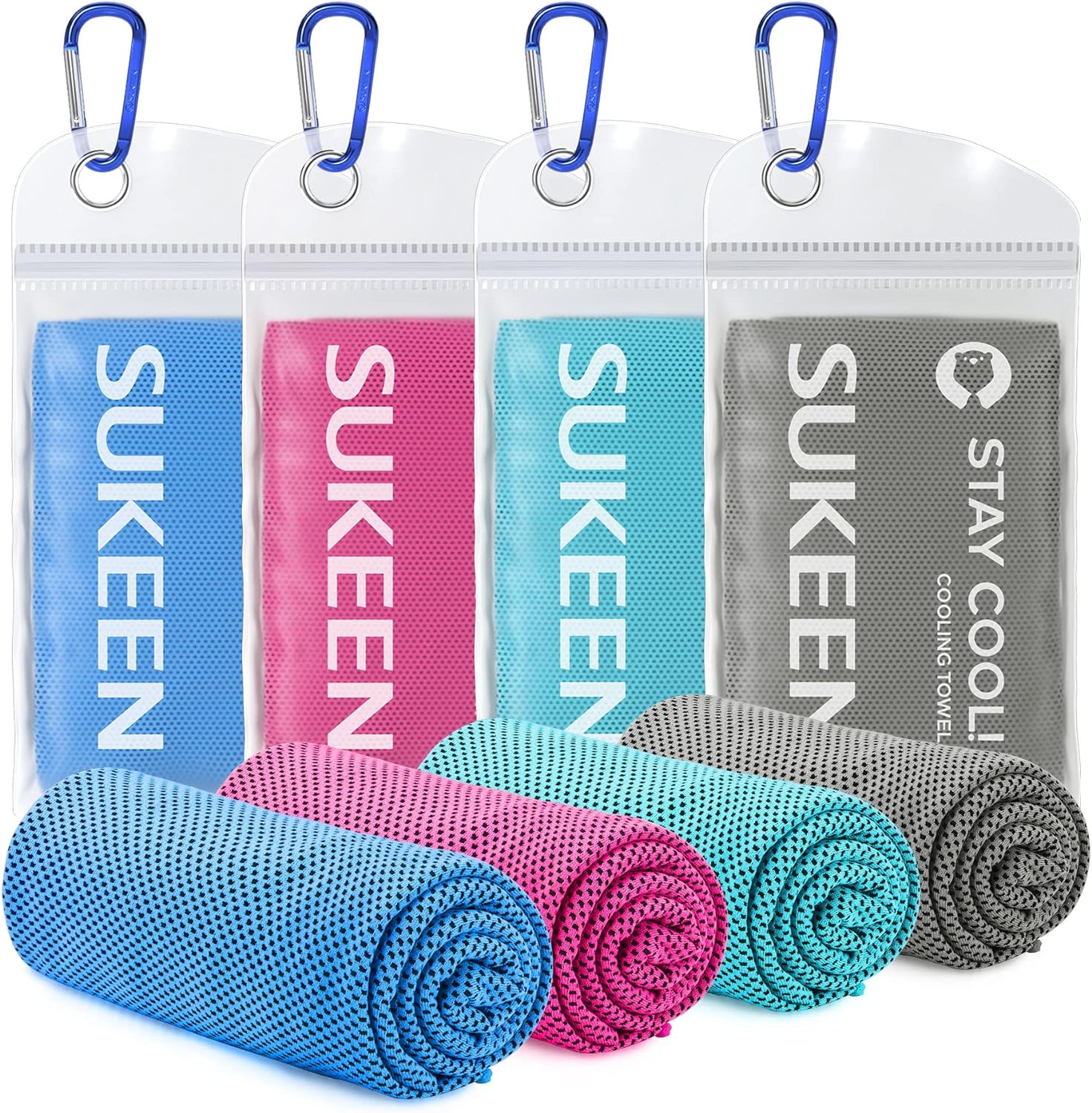 Sukeen Cooling Towel, 4 Pack Cooling Towels for Neck, Soft Breathable Sweat Towe...