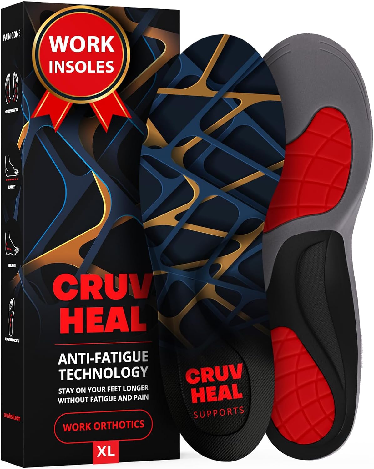 Work Orthotic Insoles - for Plantar Fasciitis Flat Feet Leg - Work Boot Insoles...