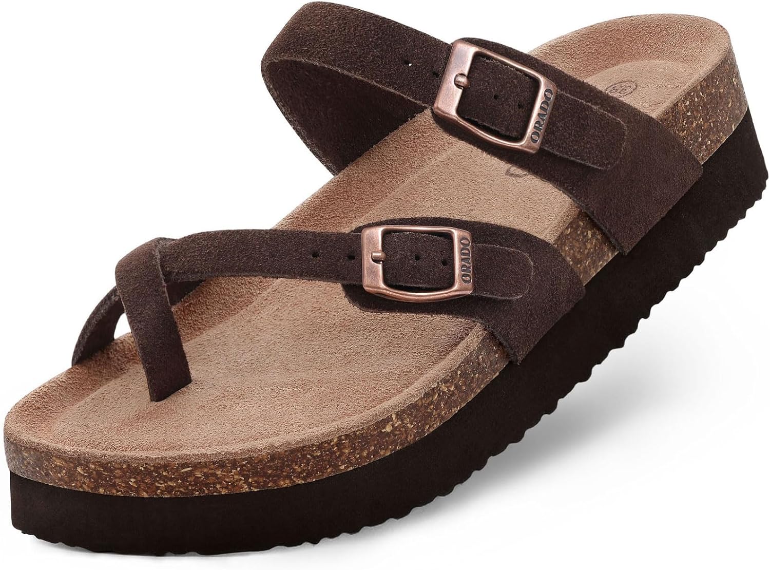 Women's Suede Platform Sandals Cork Footbed Adjustable Comfortable Support Summe...