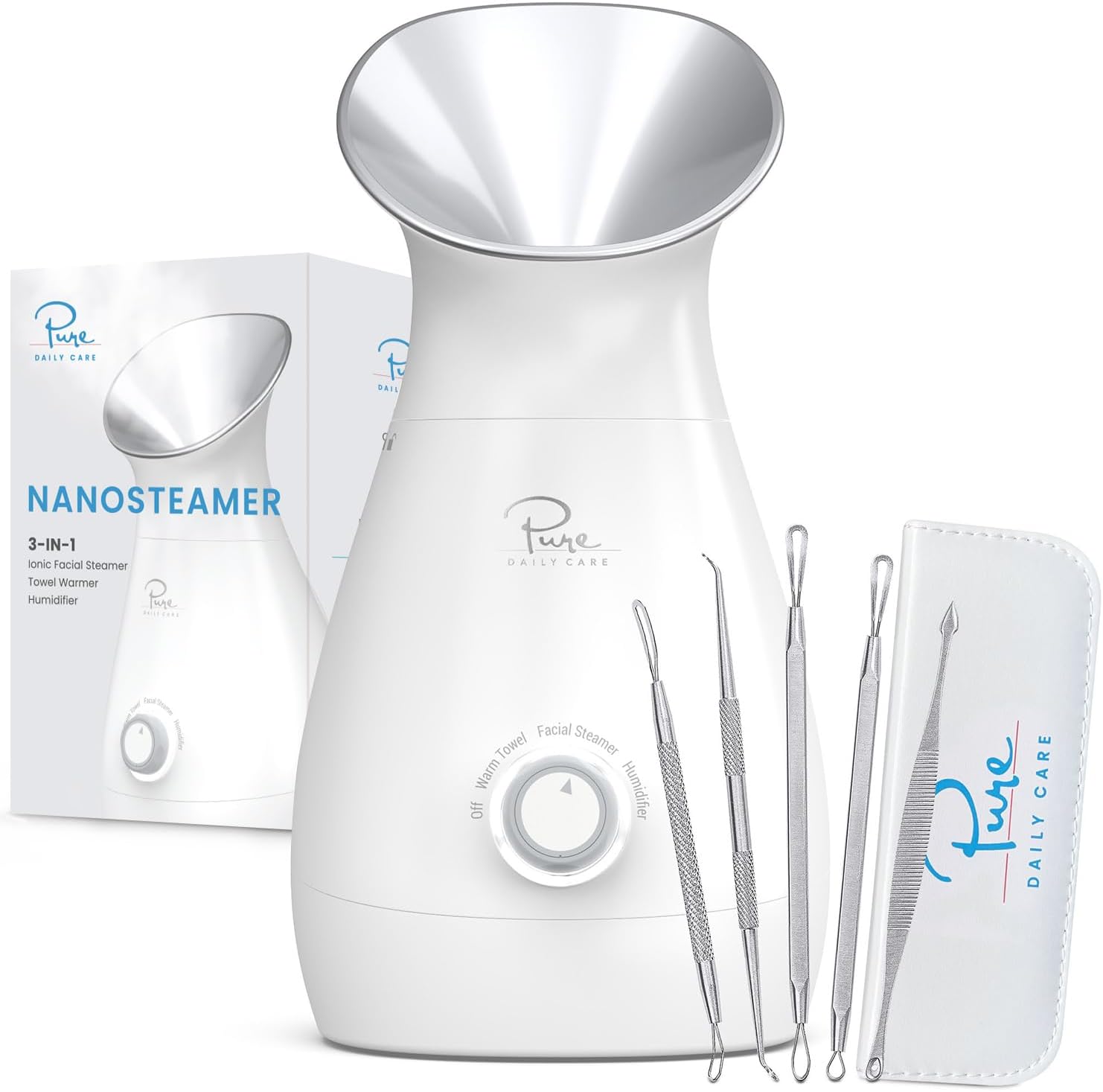 NanoSteamer Large 3-in-1 Nano Ionic Facial Steamer...