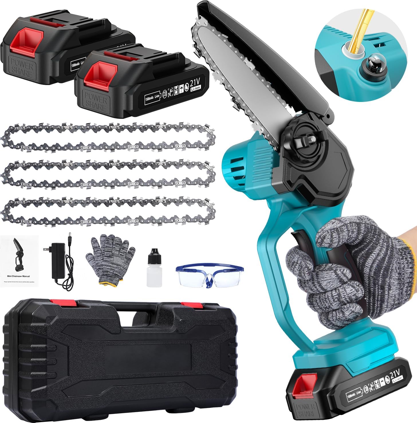 Mini Chainsaw, Mini Chainsaw 6 Inch Cordless with 2 Battery,[2024 Upgrade] Handh...