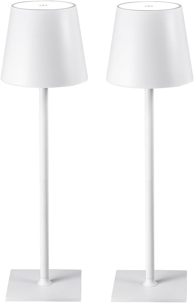 2 Pack Cordless Table Lamps, 3 Colors Stepless Dimming, 5000mAh Rechargeable Bat...