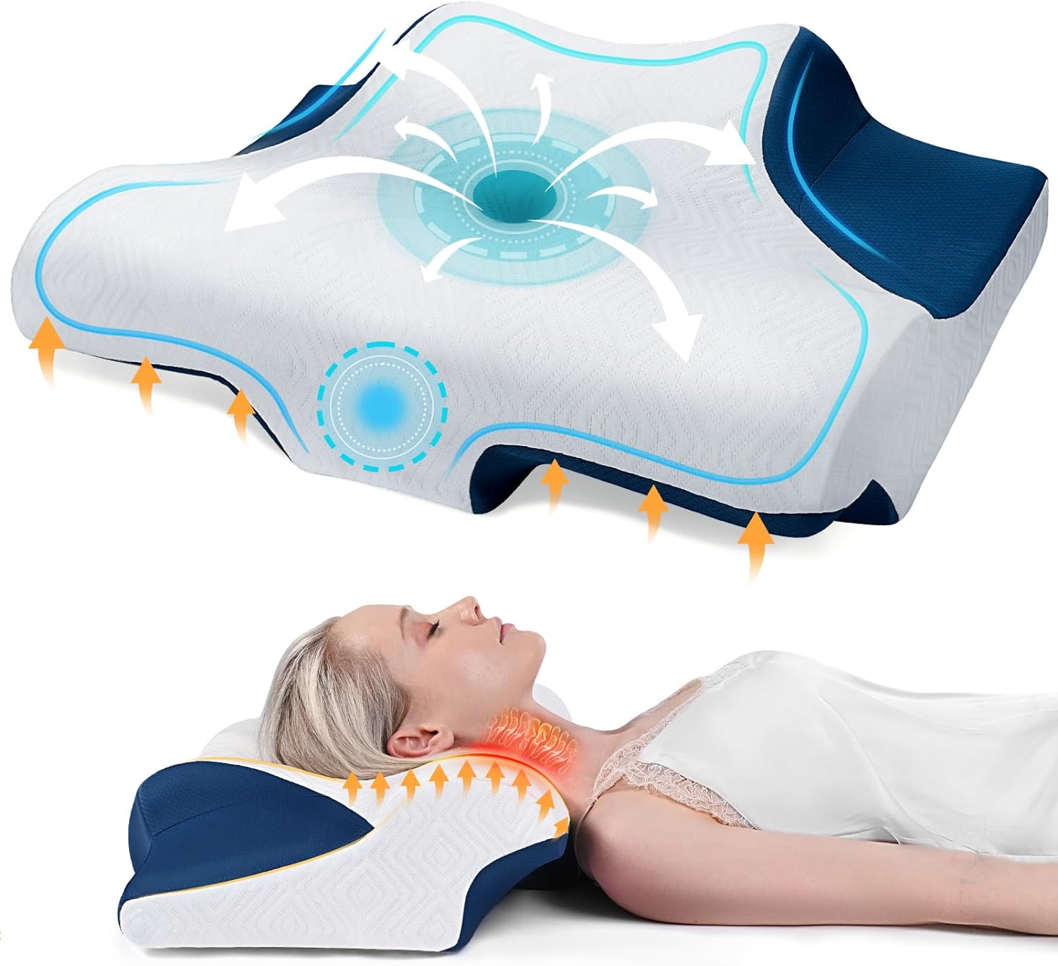 Neck Pillow Memory Foam Pillows for Sleeping, Cervical Neck Pillow for Side Slee...