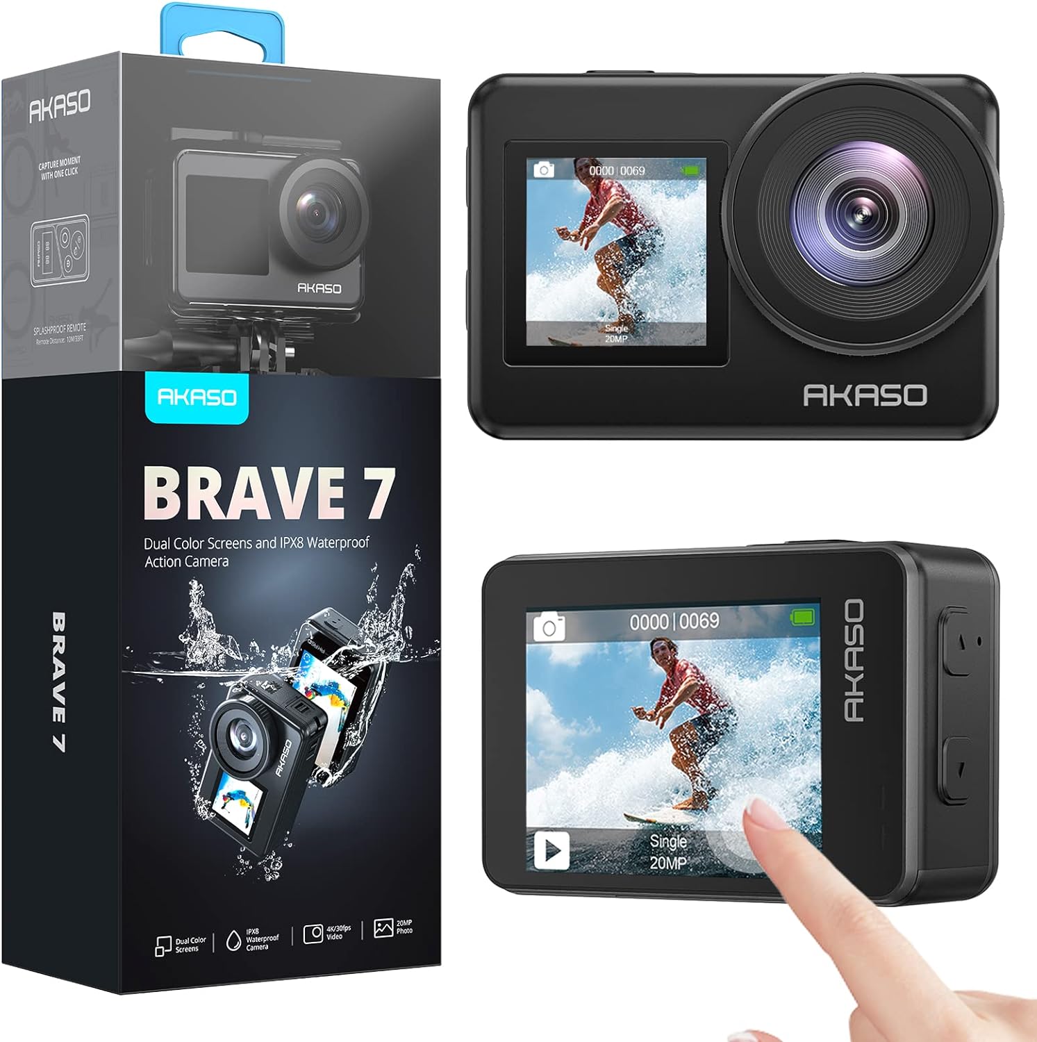 AKASO Brave 7 Action Camera, IPX8 Waterproof Under...