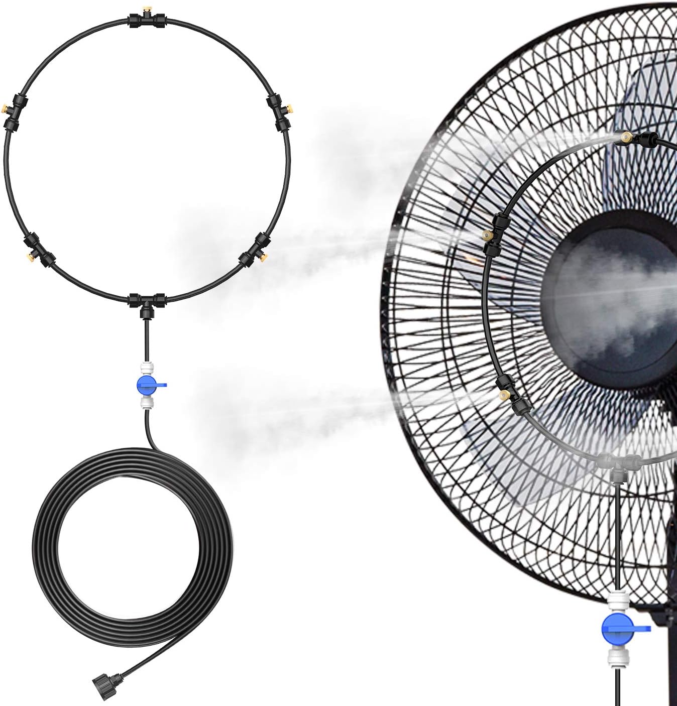 Dr. Prepare Outdoor Misting Fan Kit, 16.4ft Mist Hose Mister Fan, Water Misters...
