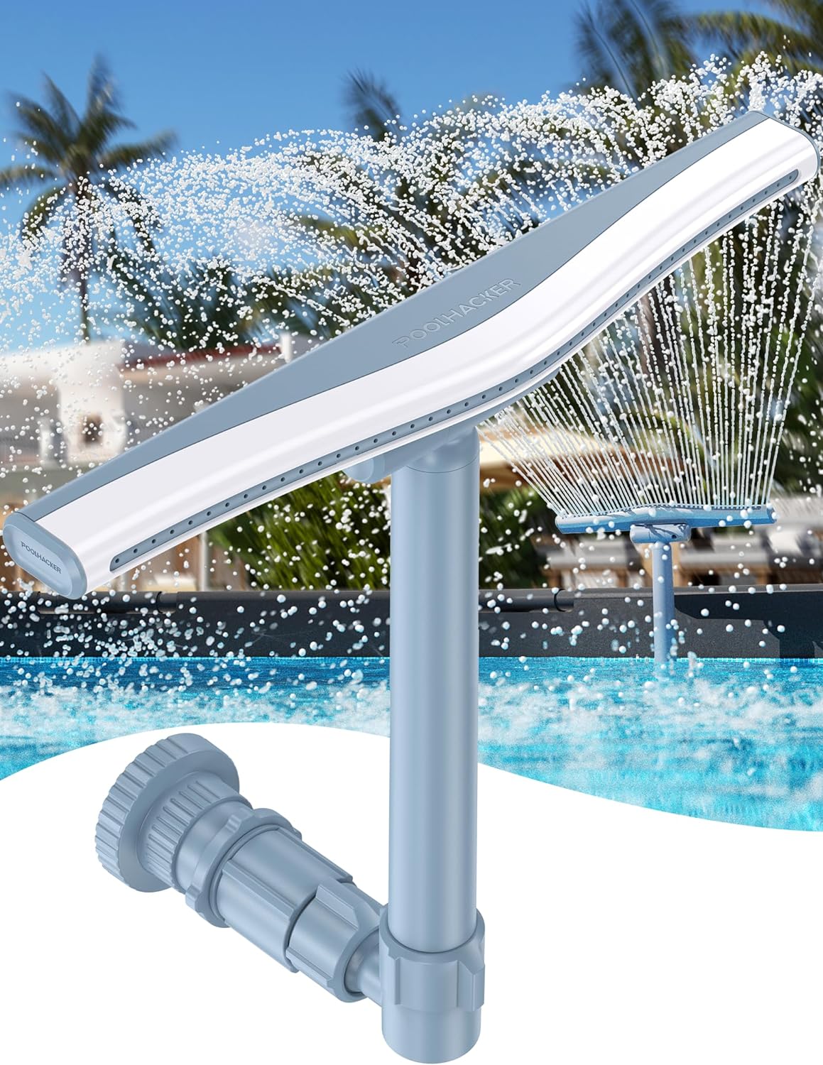 Pool Fountains for above and In-ground Pools, Adjustable Whale Tail Waterfall Wi...