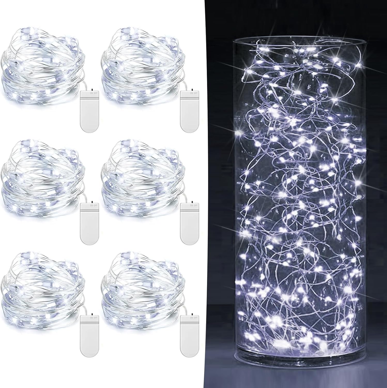 6 Pack Fairy Lights Battery Operated 7ft 20 LED Mini String Lights Twinkle Light...
