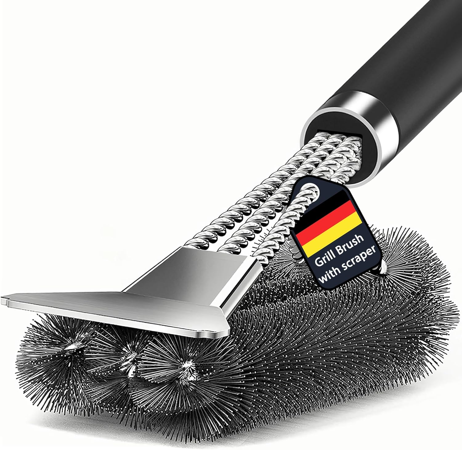 TNTOR Grill Brush, BBQ Cleaning Brush with Scraper, Stainless Steel Bristles and...