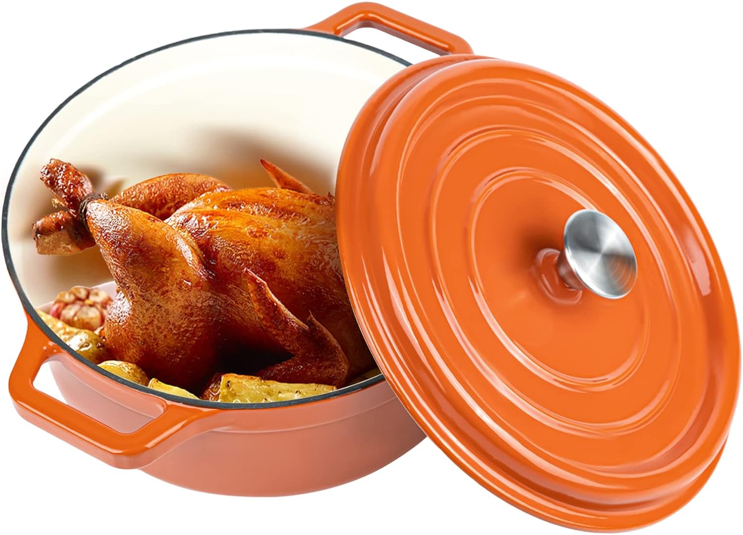 6.5 QT Enameled Dutch Oven Pot with Lid, Cast Iron Dutch Oven with Dual Handles...