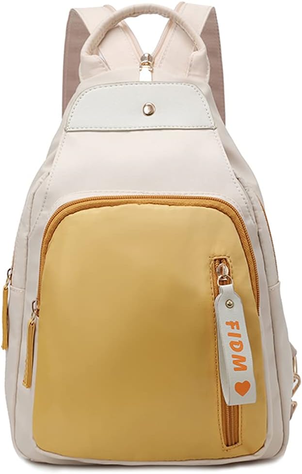 zhongningyifeng Sling Bag Backpack for Women Nylon, Small Shoulder Bag With Zipp...