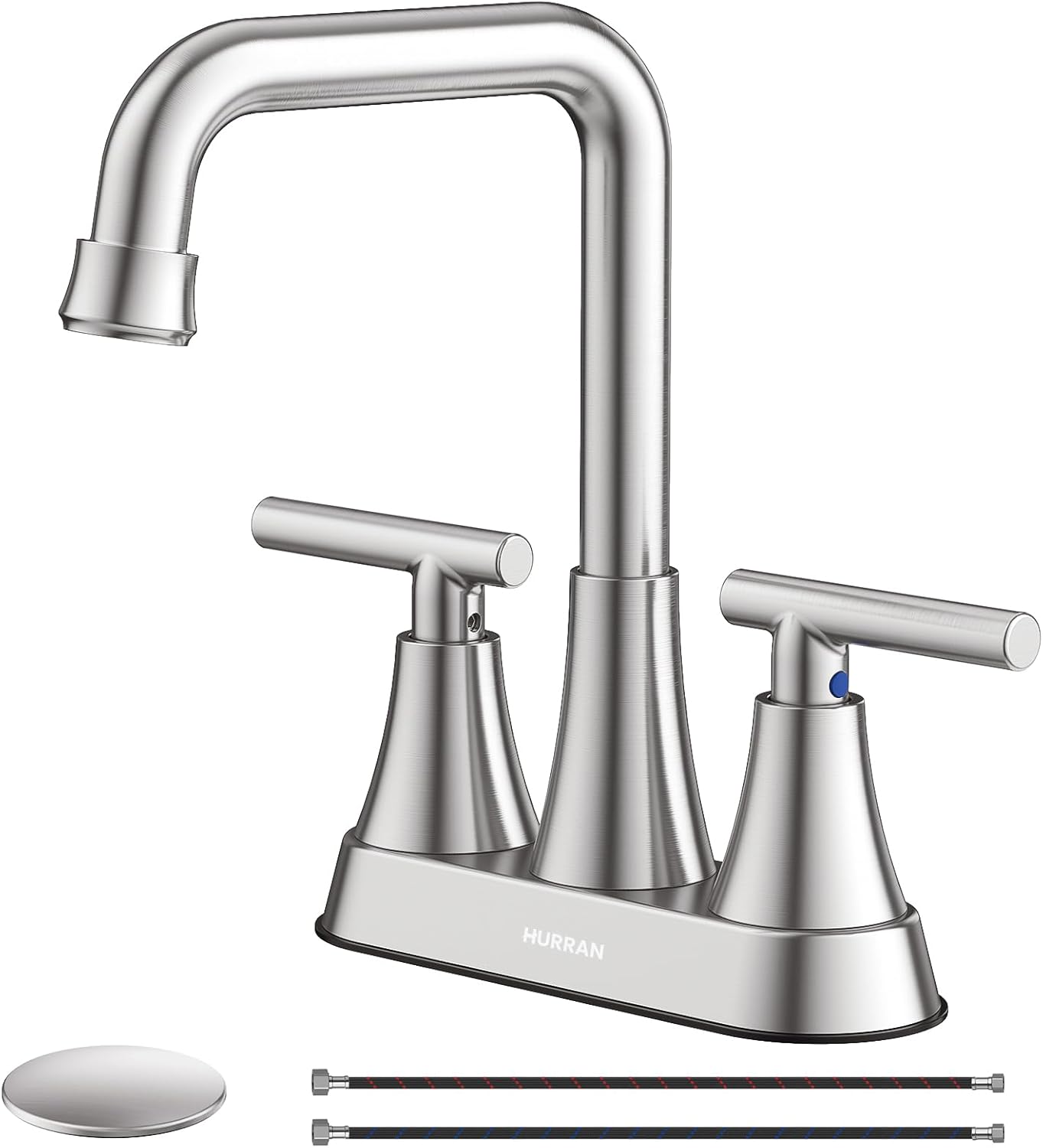 Bathroom Sink Faucet, Hurran 4 inch Brushed Nickel Bathroom Faucets for Sink 3 H...