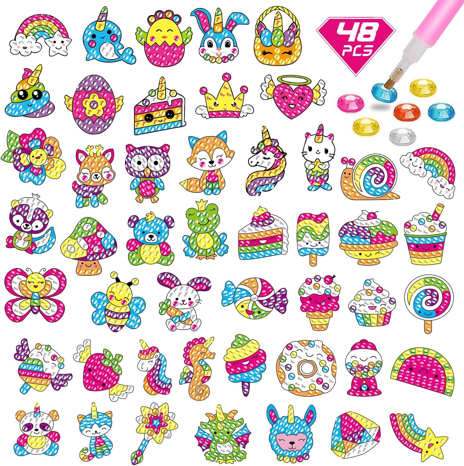 CAYUDEN Diamond Painting Stickers, 48pcs Diamond Arts Painting Stickers Kits for...