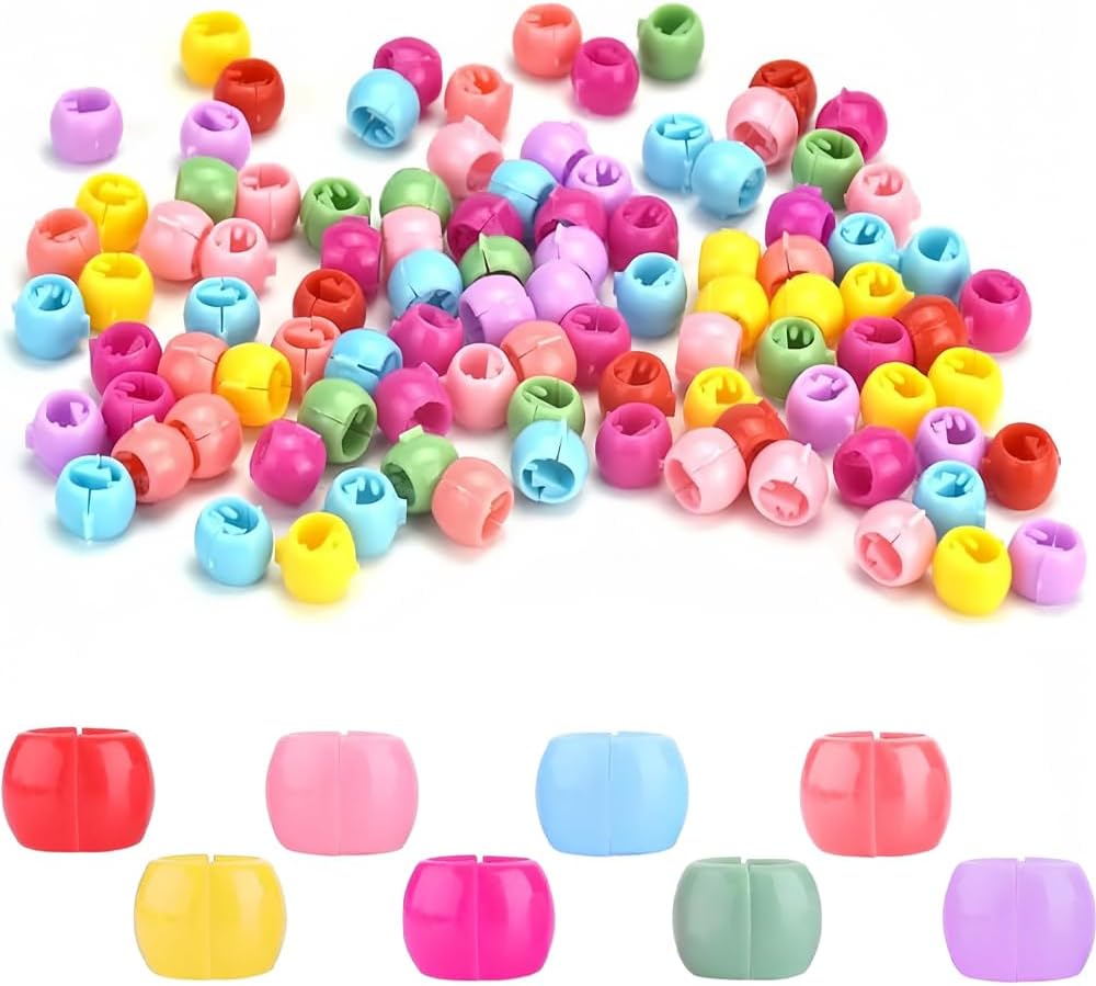 200 Pcs Mini Bead Hair Claw Round Colorful Bead Hair Clip Plastic Small Bead Hai...