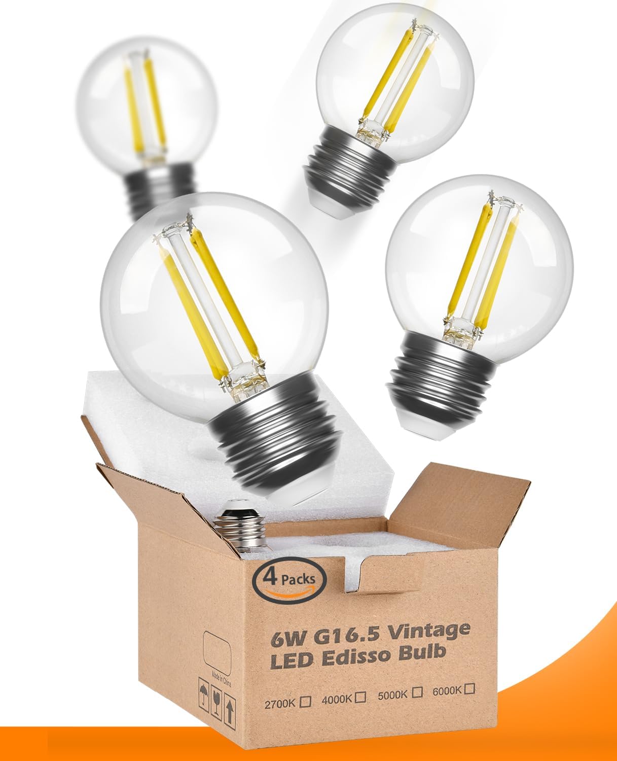 G16.5 LED Light Bulbs 60 watt, Globe Small Light Bulb, E26 Bulb Daylight 5000K,...