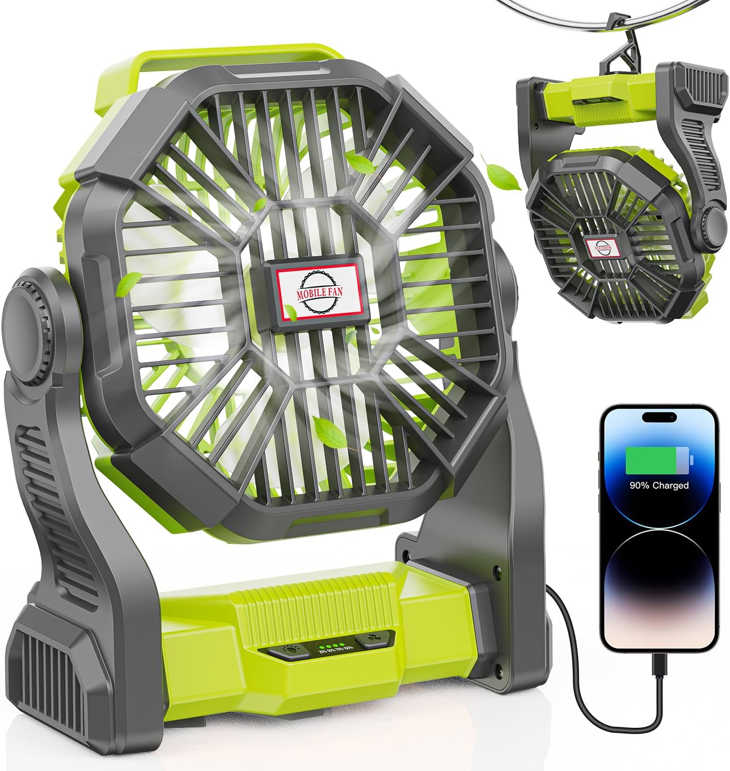Camping Fan with LED Lantern, 20000mah Portable Battery Operated Outdoor Fan, Pe...