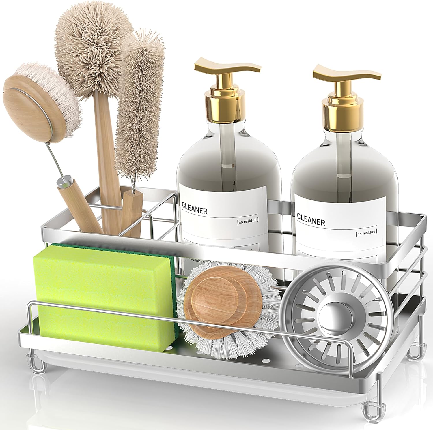 Cisily Sponge Holder, Caddy Organizer, Sink Accessories with Drip Tray, Rustproo...