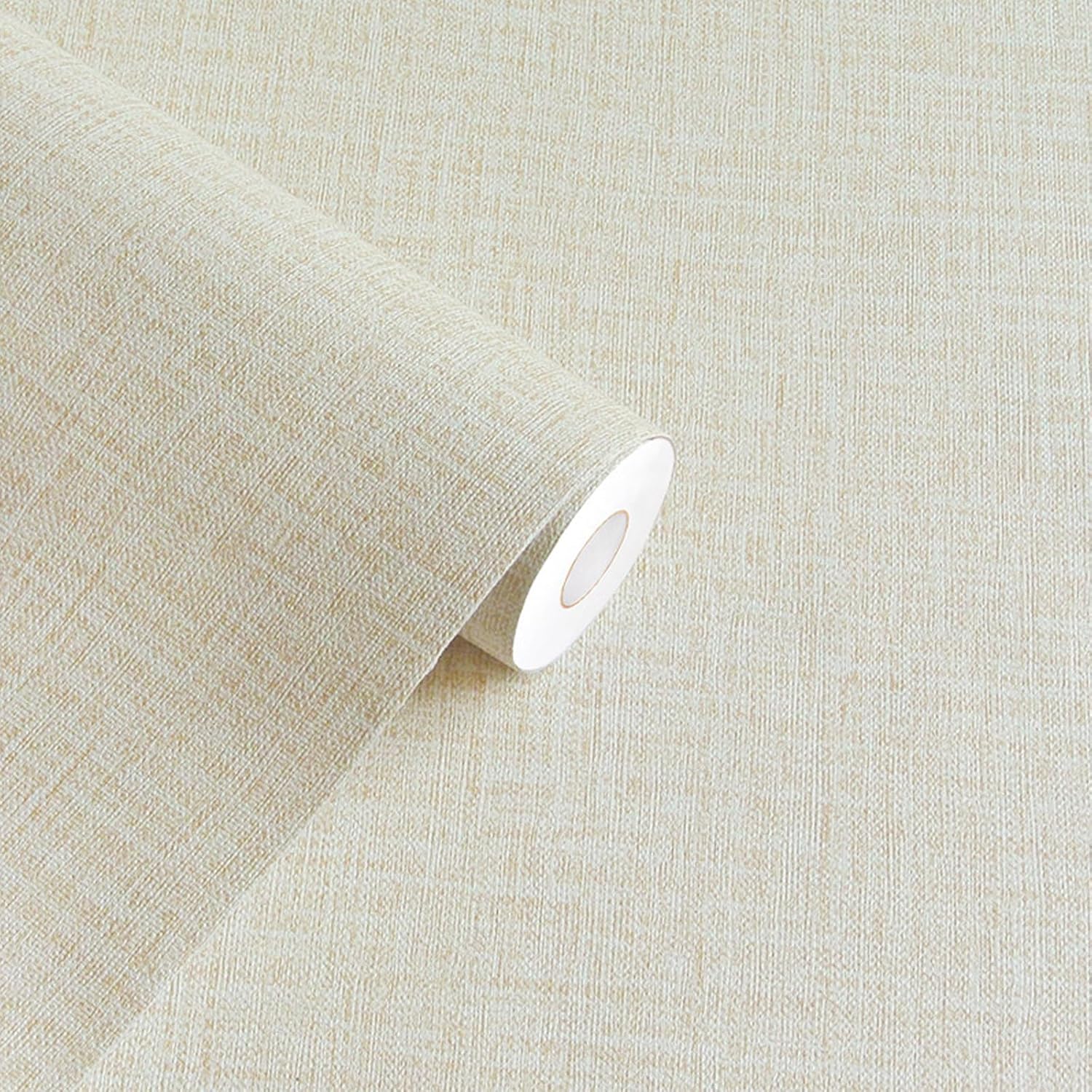 Yancorp 10ft Textured Fabric Cream Wallpaper Faux Grasscloth Beige Peel and Stic...