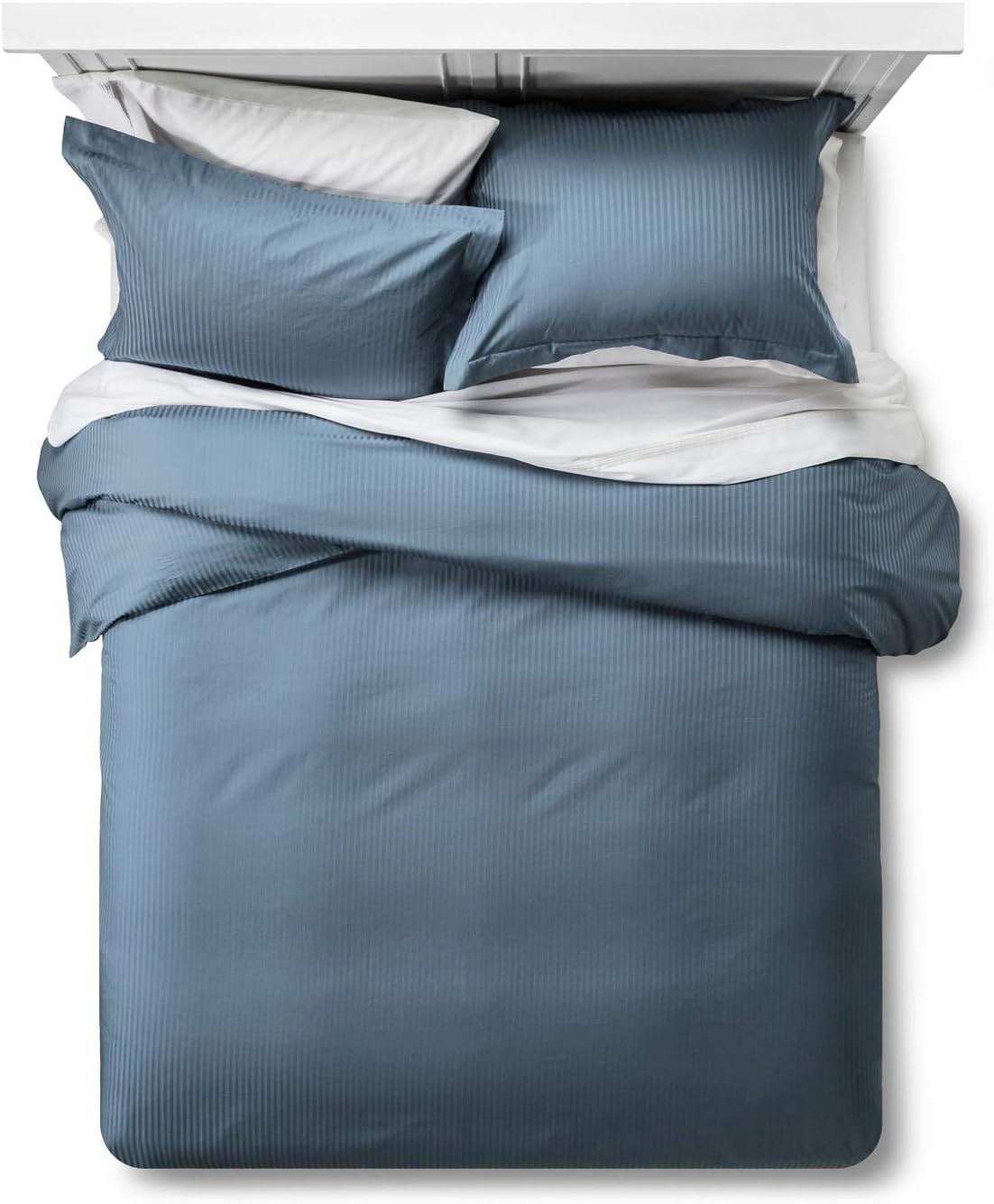 Feather & Stitch King Size Duvet Cover Set, 500 Thread Count Damask Stripe 3 Pie...