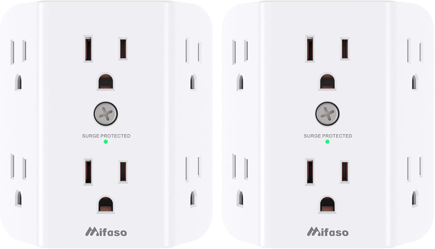 2 Pack Surge Protector Outlet, Outlet Splitter, Multi Plug Wall Outlet with 6 Wa...