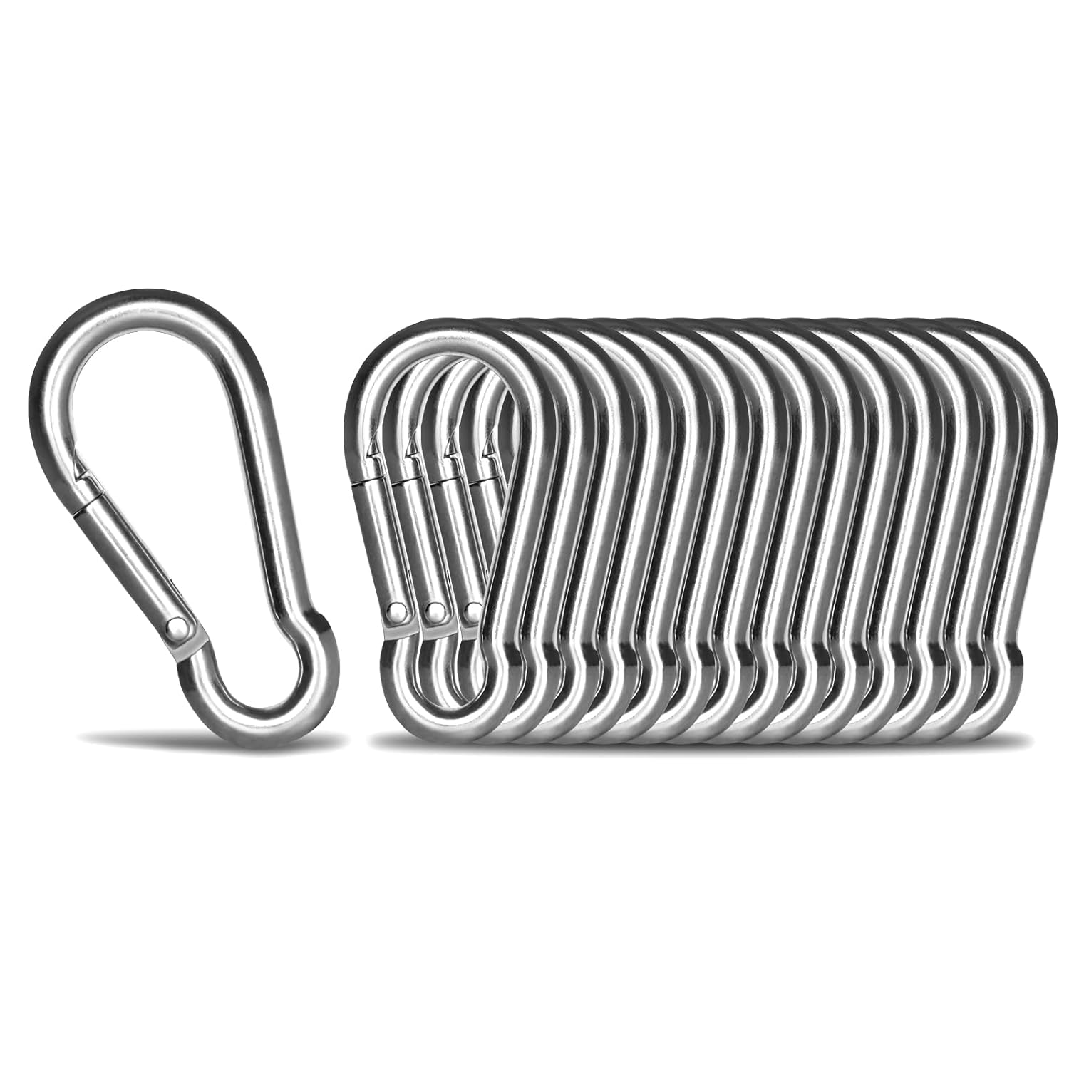 KINLINK 15 Pack 304 Stainless Steel Carabiner Clip, 3.15 inch Heavy Duty Spring...