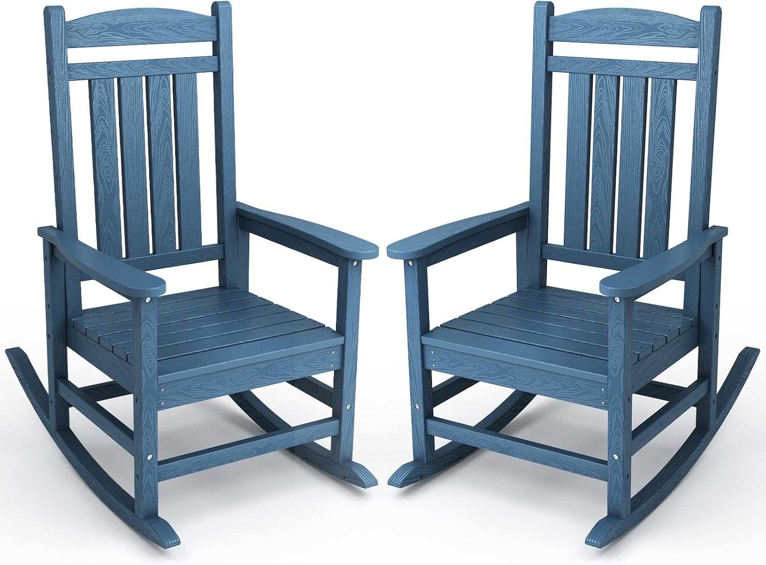 KINGYES Weather Resistant Outdoor Rocking Chair Set of 2, High Density Polyethyl...