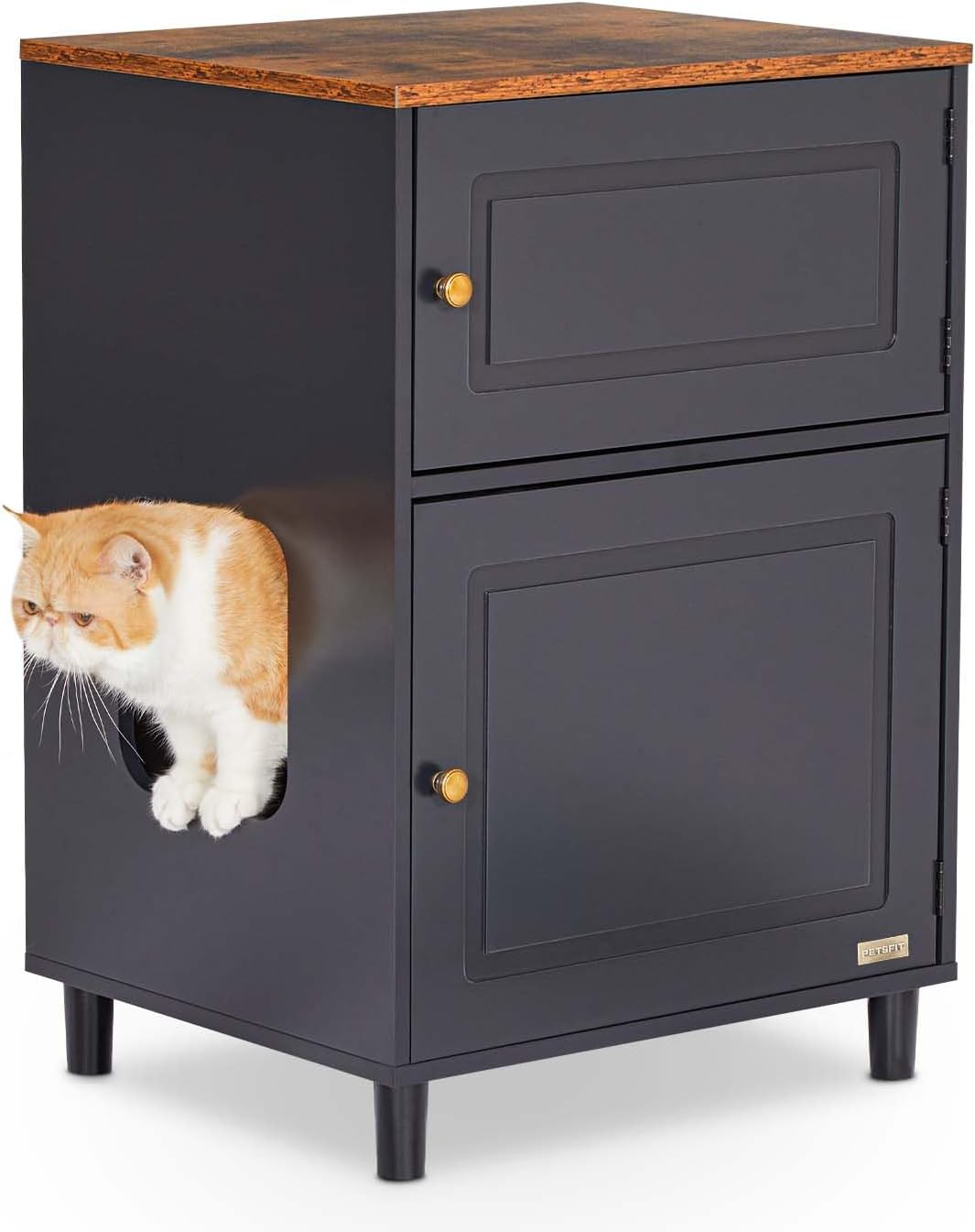 Petsfit Litter Box Enclosure, Odor-Free Design, Storage Cabinet, Easy-Clean, and...