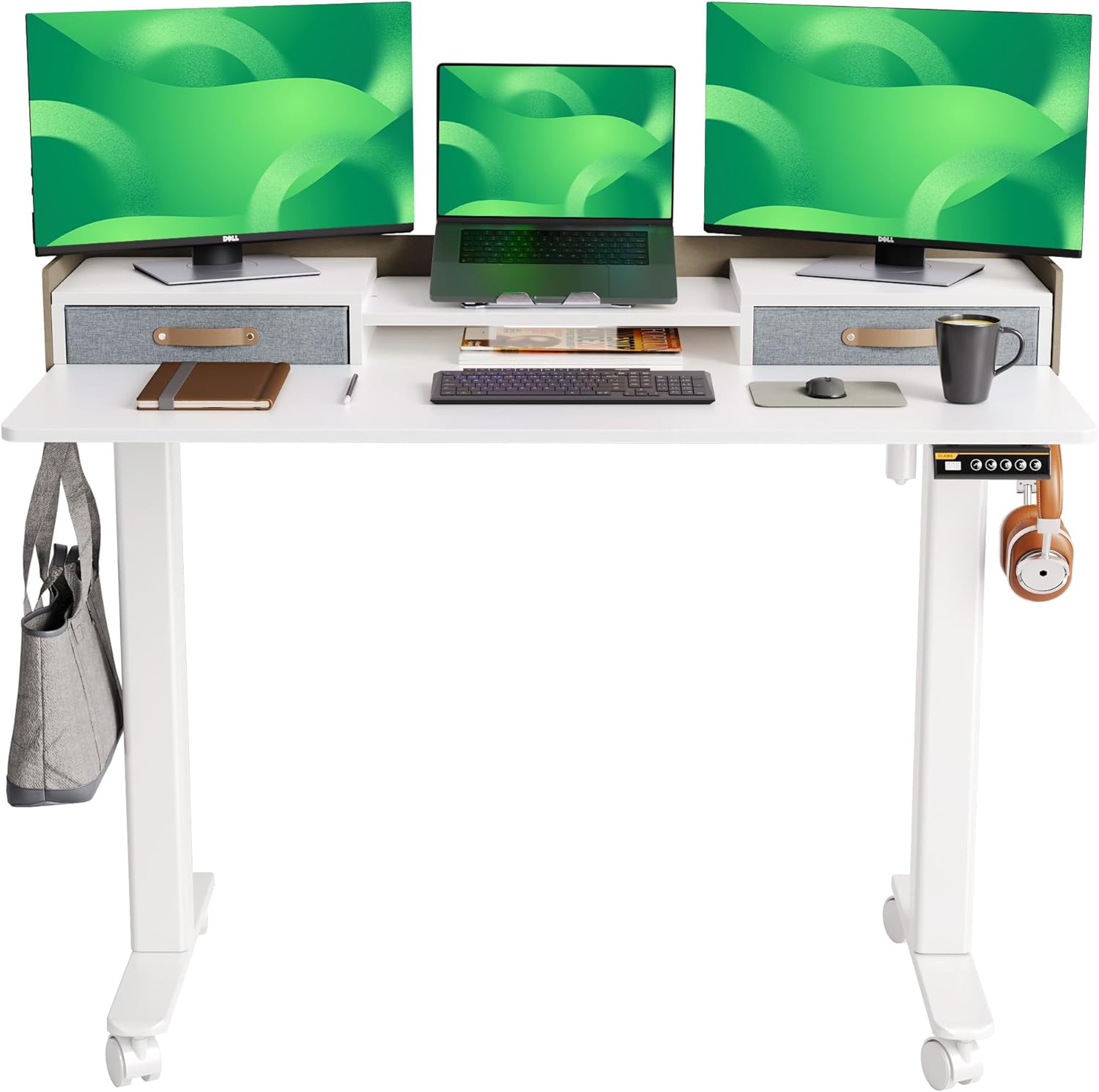 Standing Desk with Drawers, Stand Up Electric Standing Desk Adjustable Height, S...