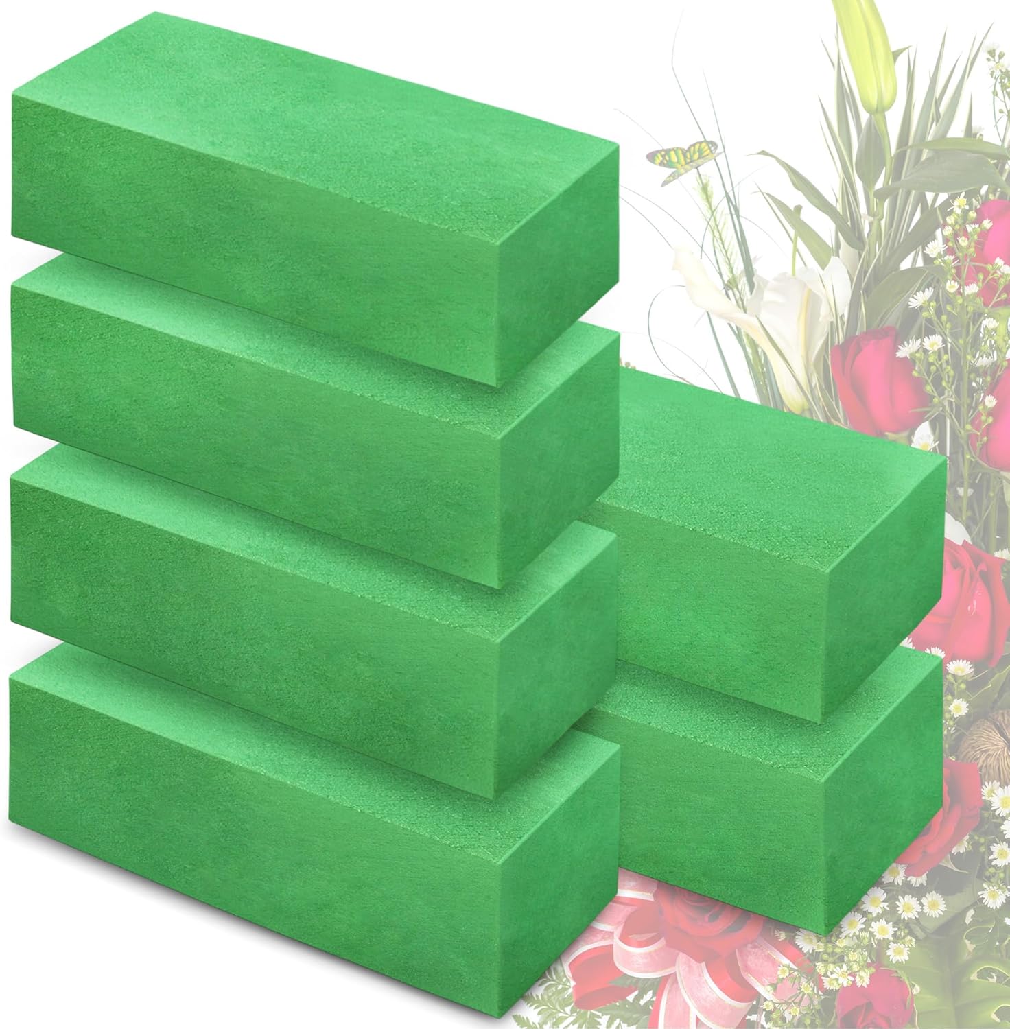 Max Shape Pack of 6 Large Size Floral Foam Blocks for Fresh and Artificial Flowe...