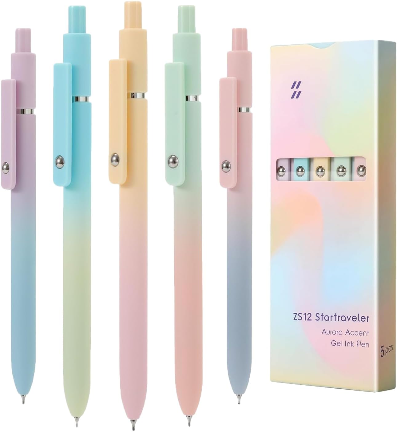 Gel Pens, 5 Pcs Retractable Gel Ink Pens, 0.7mm Fine Point Smooth Writing Pens,H...