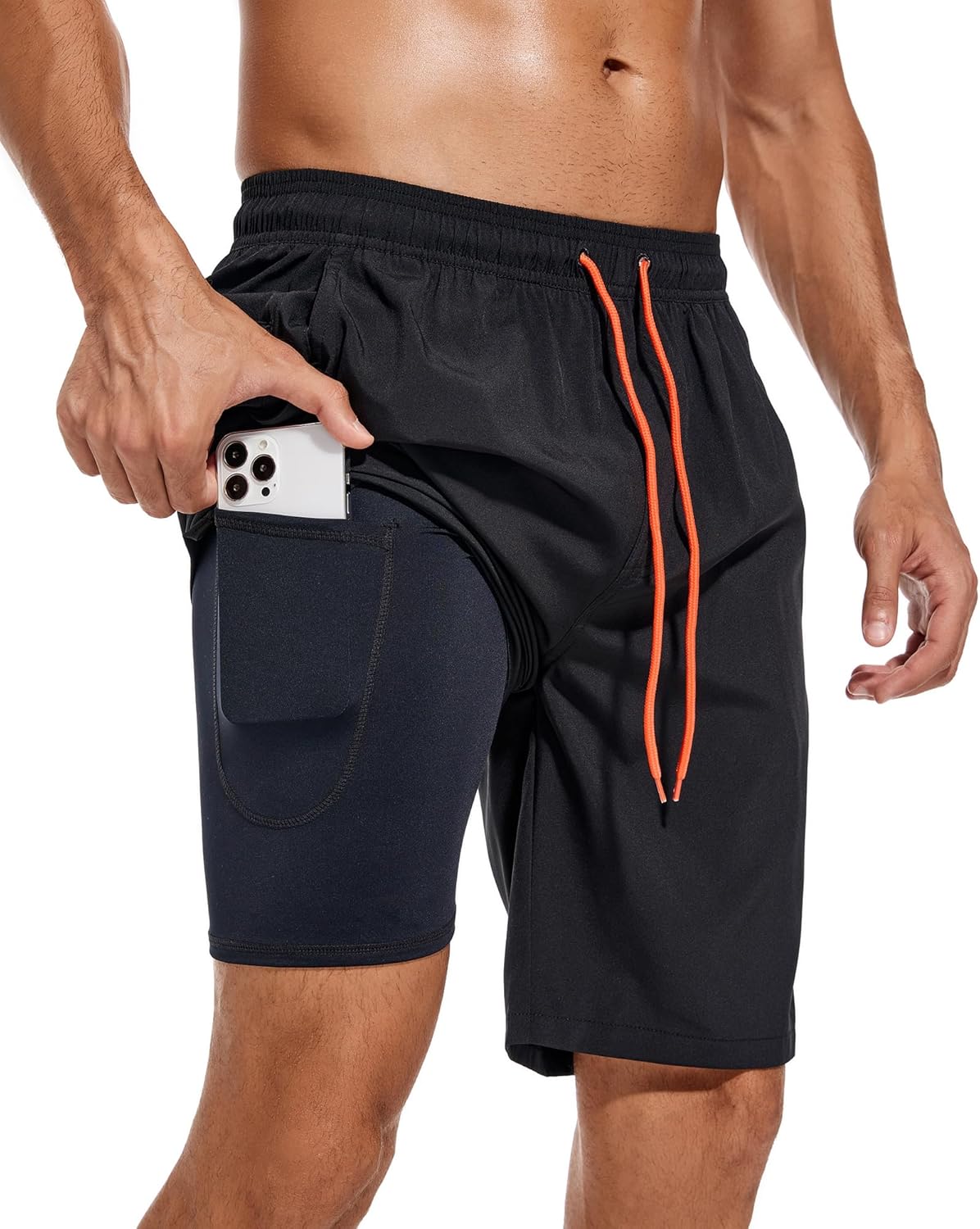 difficort Mens Swim Trunks Quick Dry Bathing Suit 9 inch Inseam Board Shorts wit...