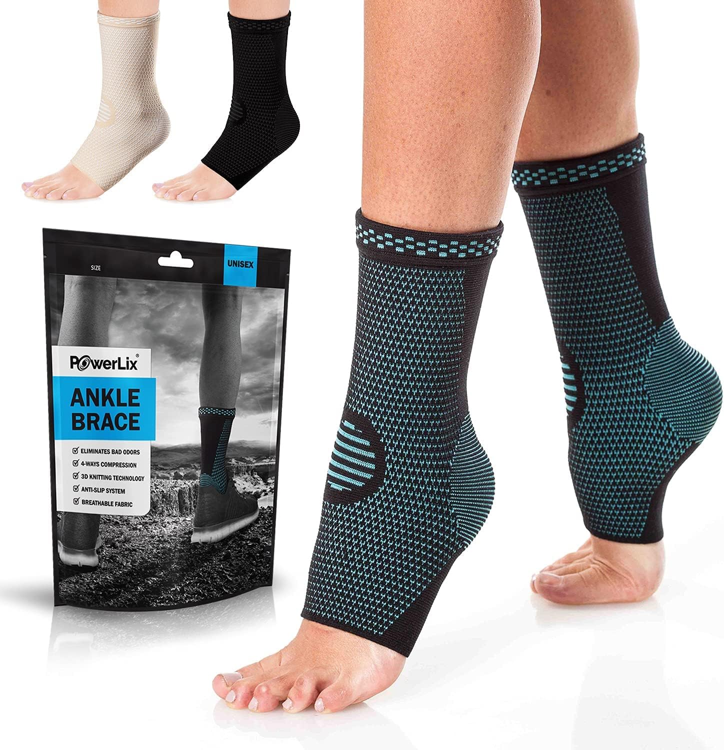 POWERLIX Legs Orthopedic Brace Compression Support Sleeve (Pair) for Swelling, S...