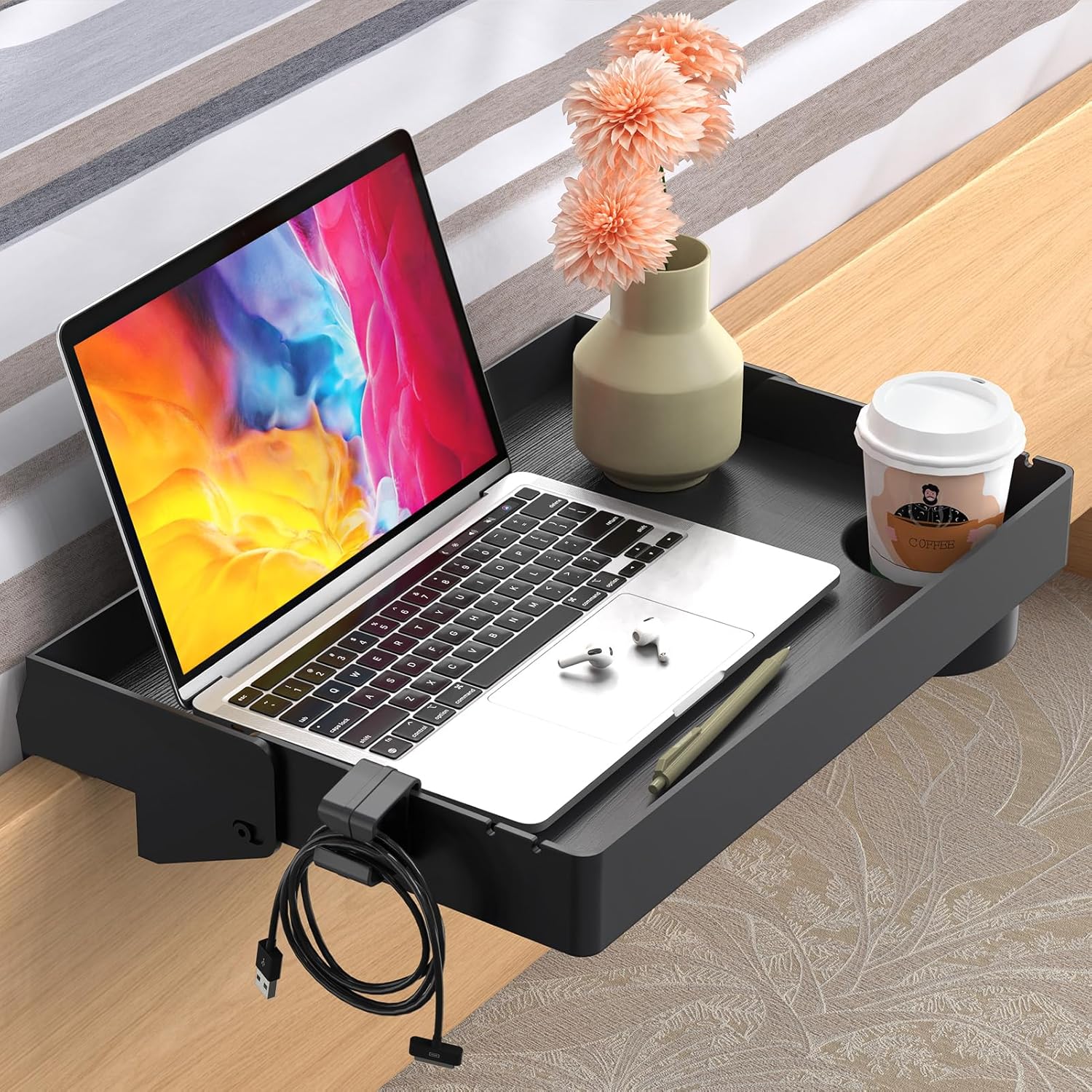 SPACELEAD Bedside Shelf for Bed & Top Bunk- College Dorm Room Essentials, Loft B...