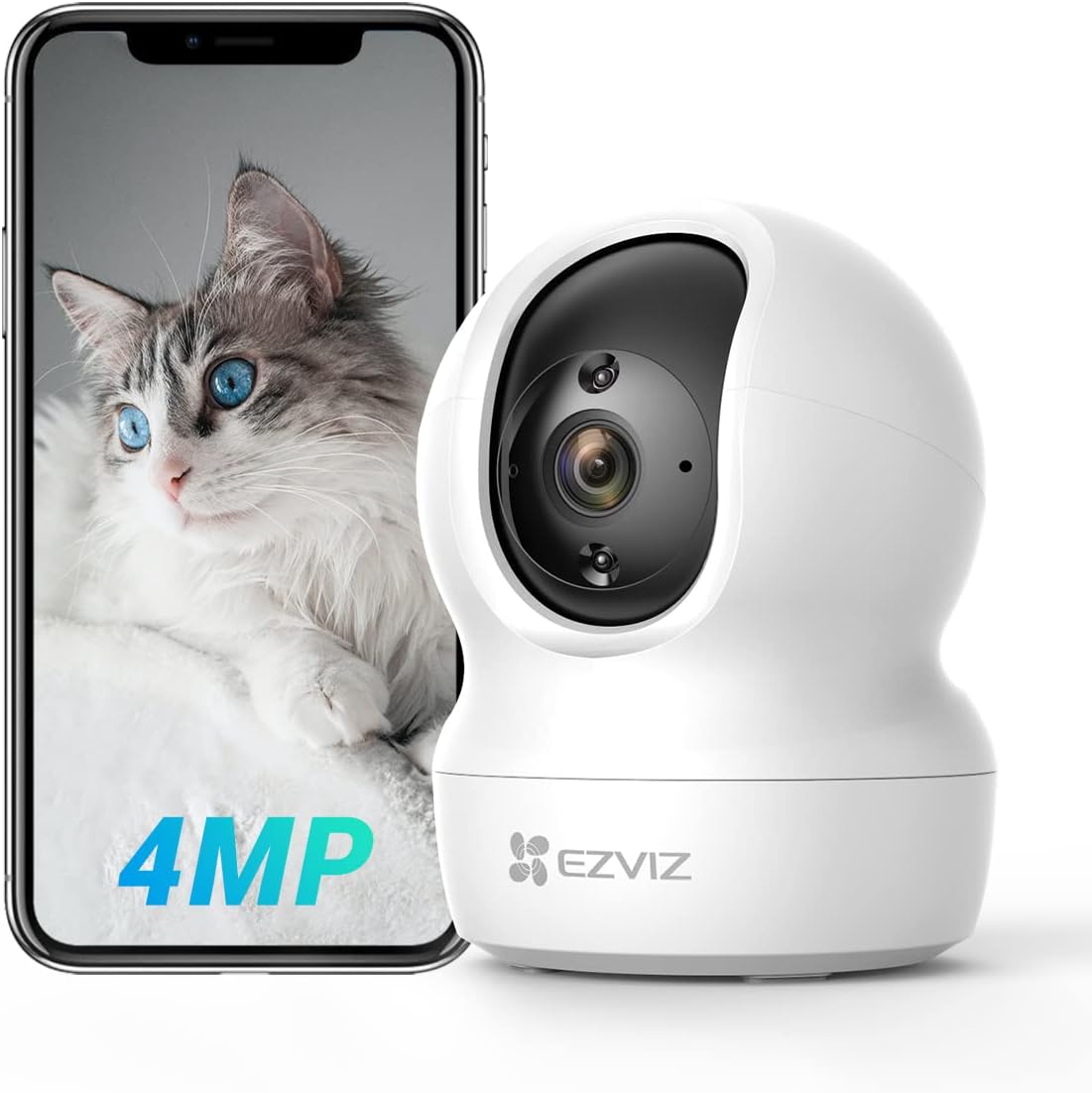 EZVIZ 2K+ Indoor Security Camera, WiFi, 360° Coverage, Night Vision, Auto Motion...
