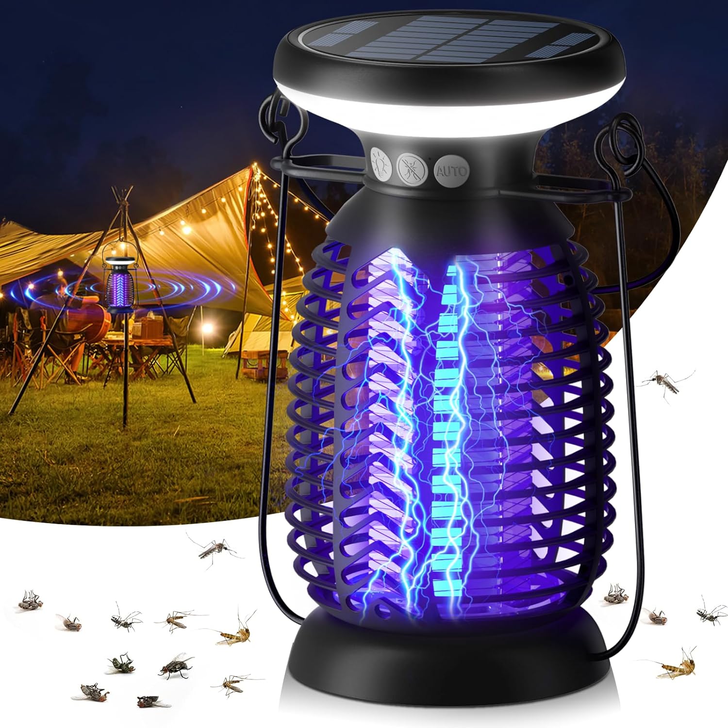 Bug Zapper, Solar Mosquito Killer Lamp, Electric Rechargeable 4000mah Fly Zapper...