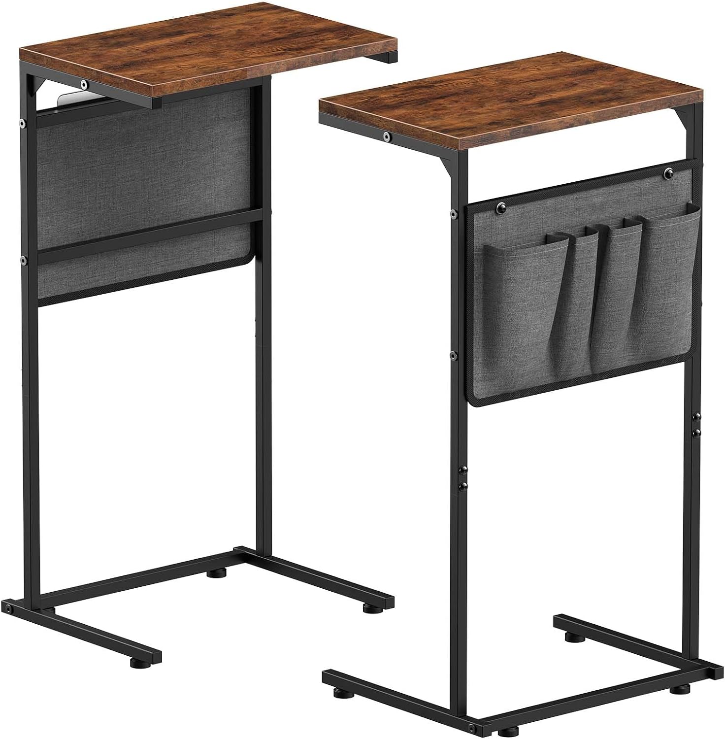 Vantic C Shaped End Table Set of 2, Small Couch Side Table with Storage Bag, Stu...