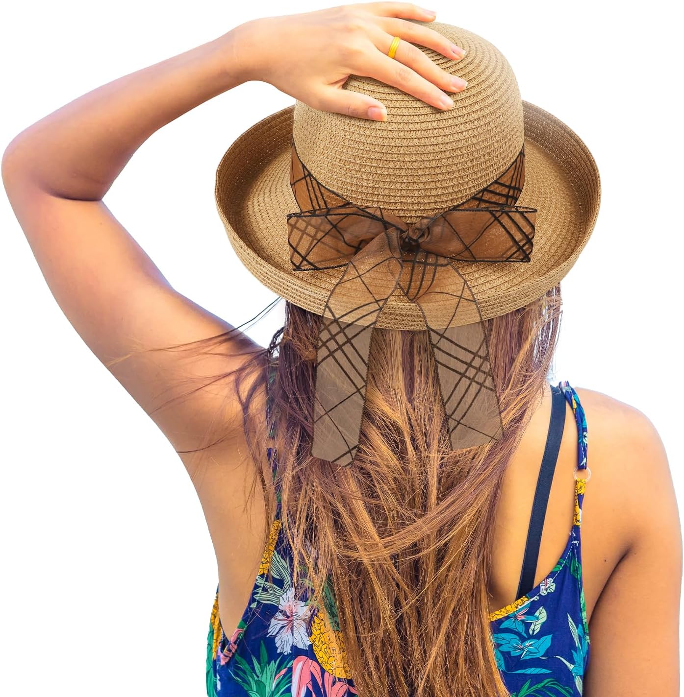 Beach Sun Straw Hats for Women, UPF 50+ UV Sun Protection Wide Brim Summer Straw...
