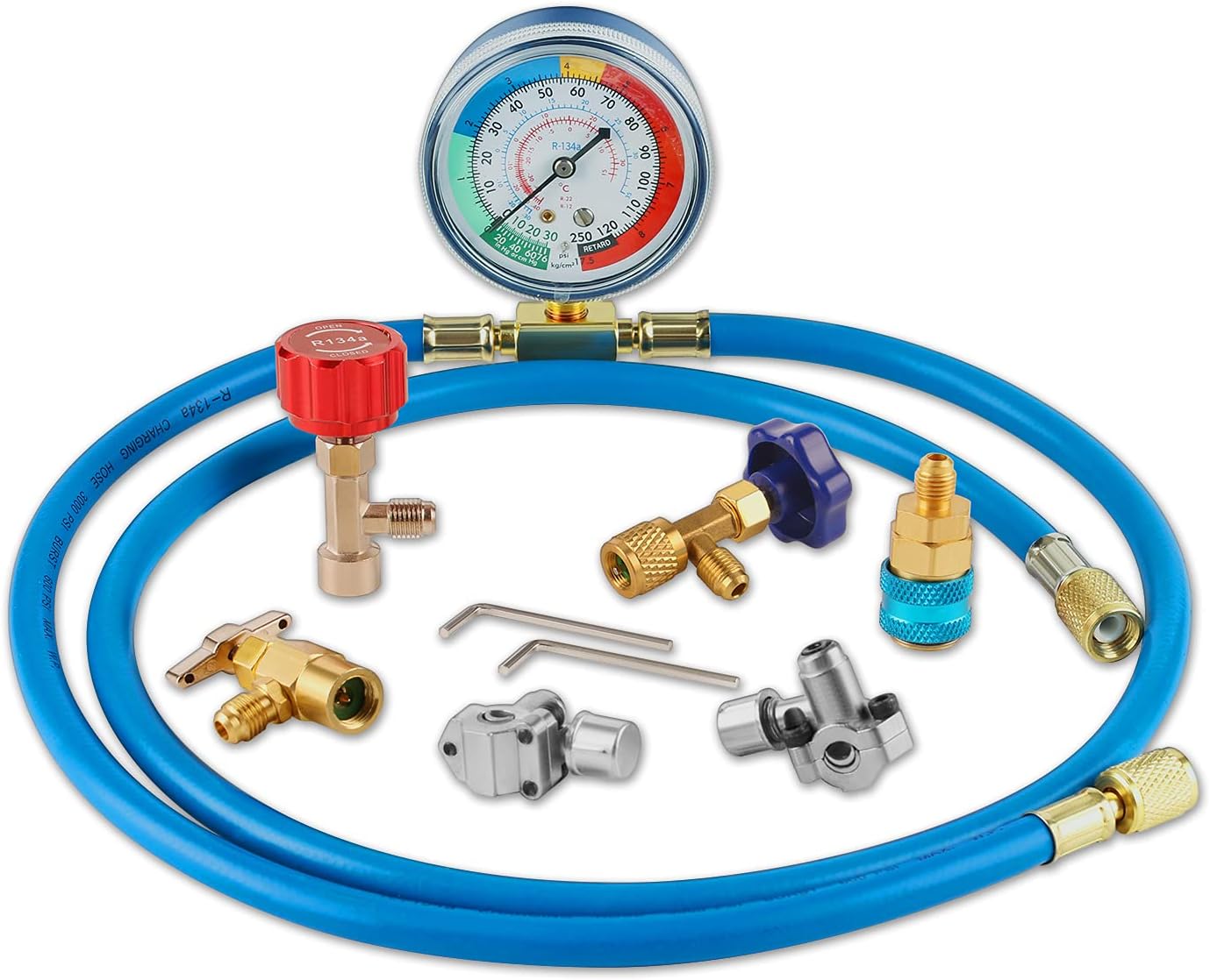 Lichamp A/C R134A Refrigerator Freon Recharge Kit with Bullet Piercing Valve, Pi...