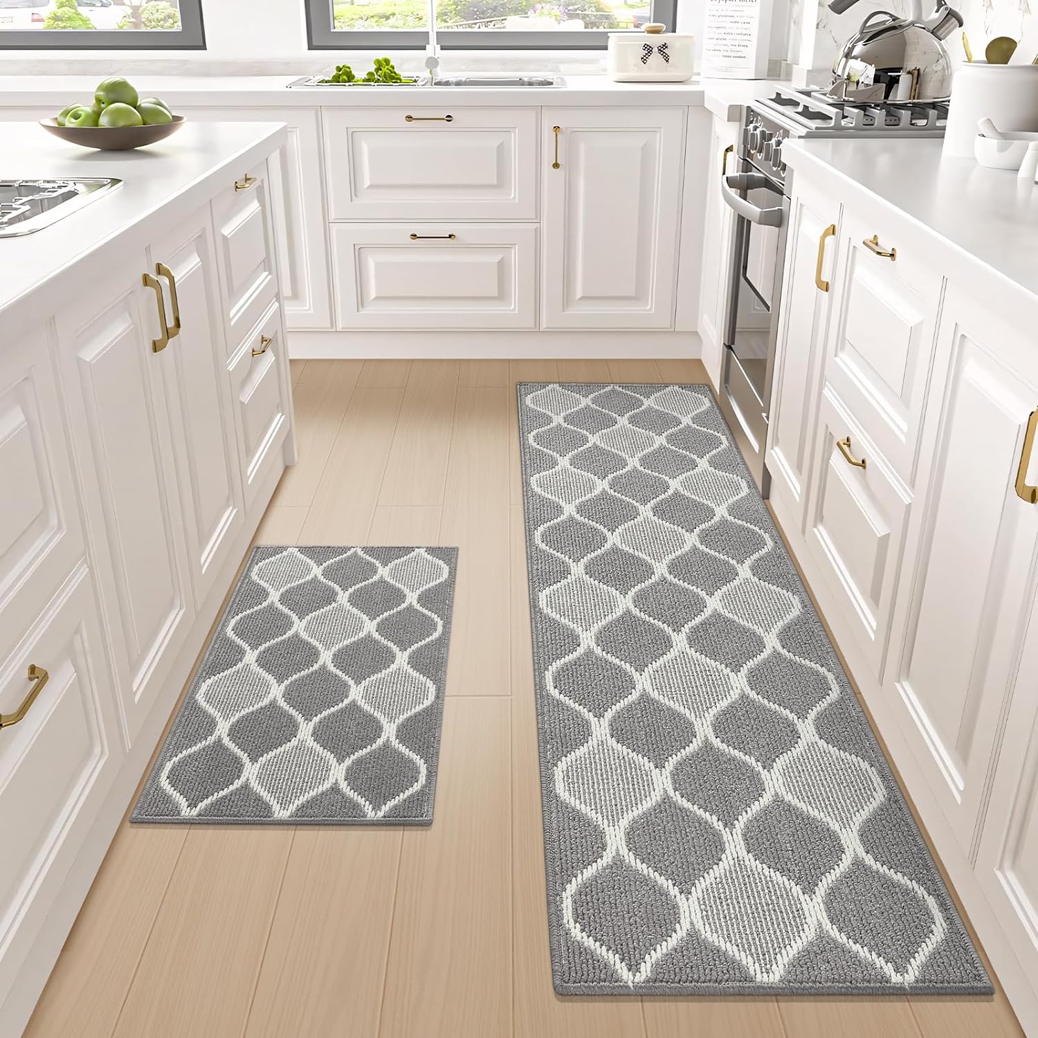 Villsure Kitchen Rugs and Mats, 2Pcs Non Skid Kitchen Runner Rug Absorbent Resis...