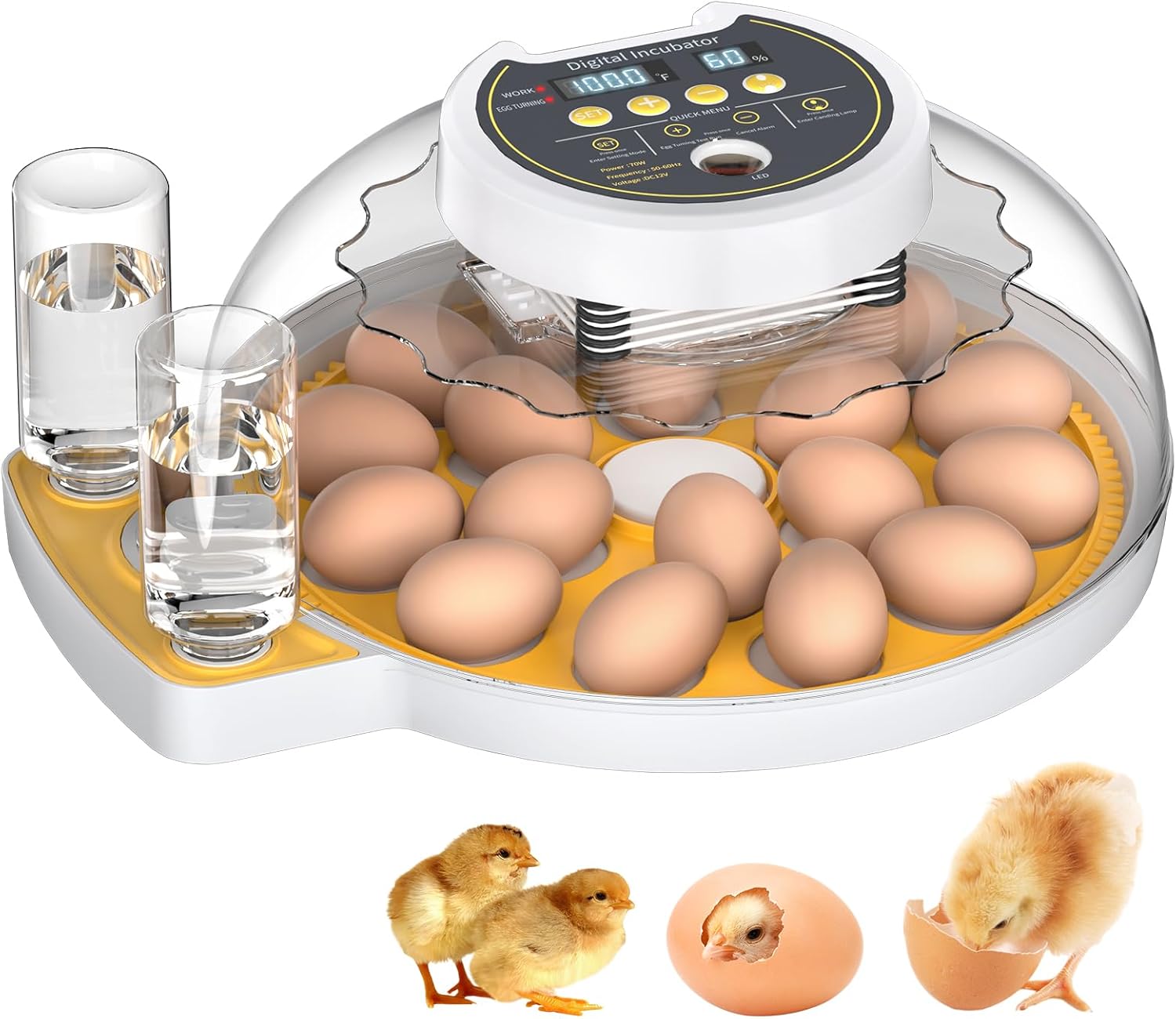 Incubator for chicken Eggs, 18 Egg incubator with automatic Egg turning and humi...