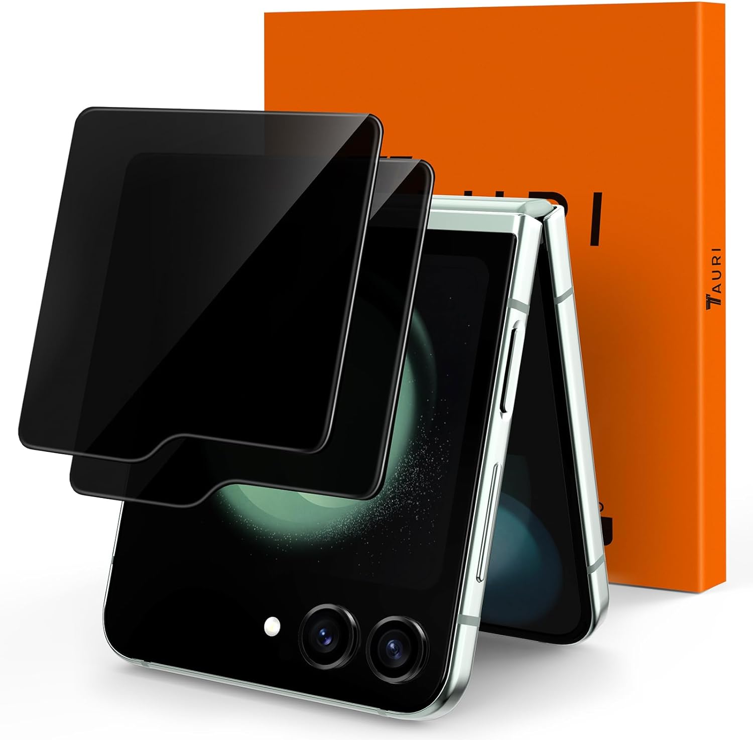 TAURI 2 Pcs Privacy Screen Protector Designed for Samsung Galaxy Z Flip 5, 9H Fr...